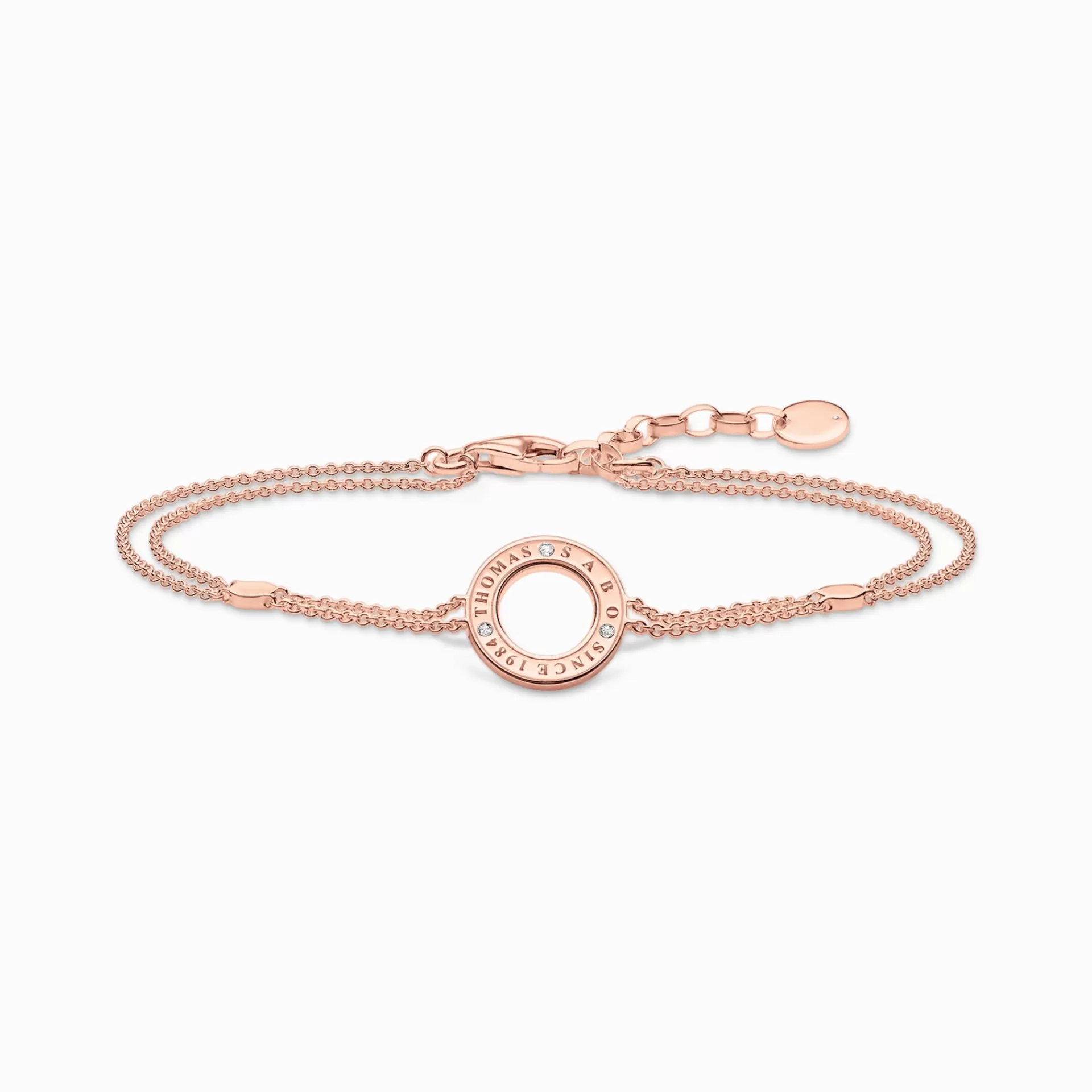 THOMAS SABO Armband<ARMBAND CIRKEL MED VITA STENAR ROS&EACUTE;GULDPL&AUML;TERAD roséguldfargad, vit