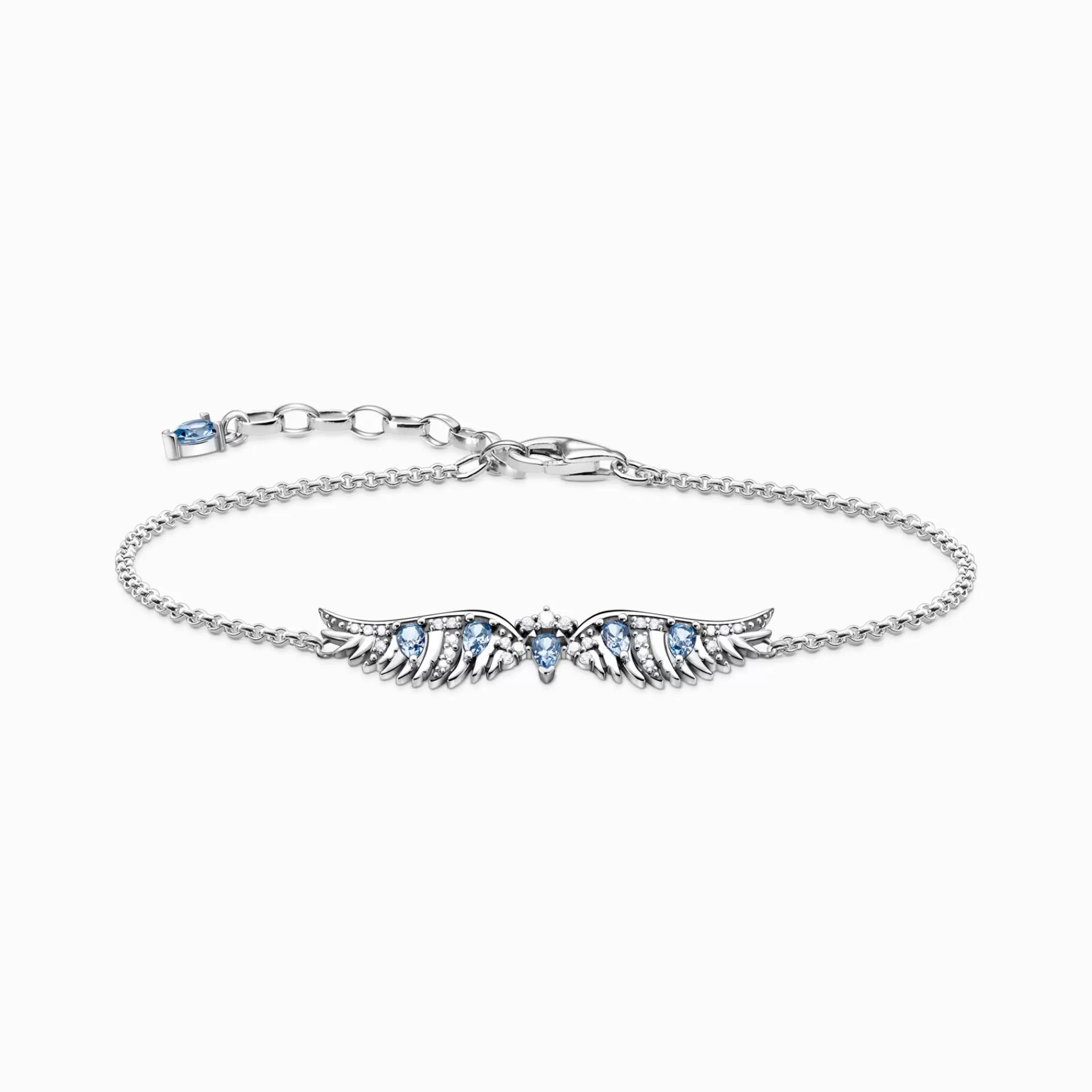 THOMAS SABO Armband | Återvunnet 925 silver<ARMBAND FENIXVINGAR MED BL&ARING; STENAR SILVER silverfargad, vit, ljusblå