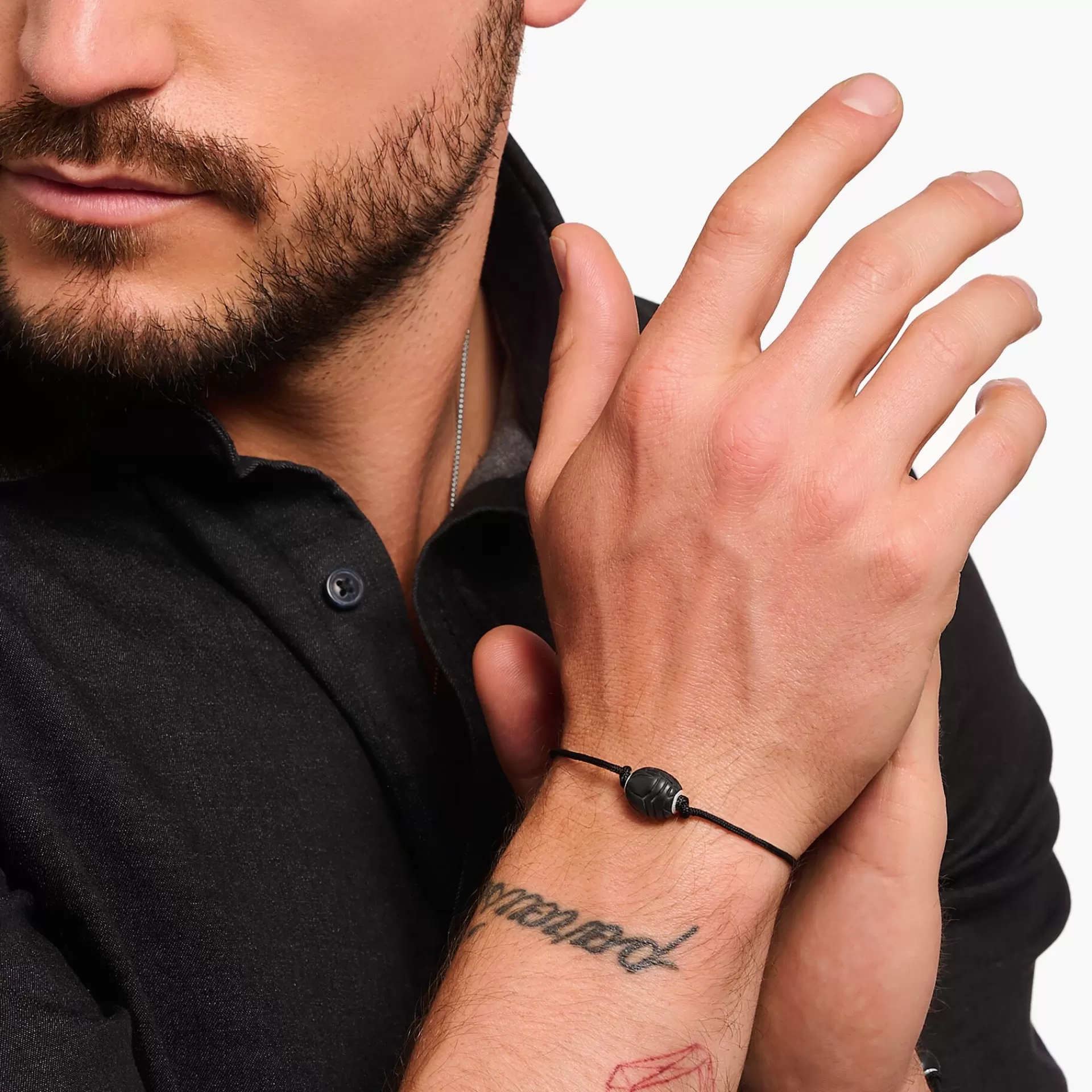 THOMAS SABO Armband | Återvunnet 925 silver<ARMBAND KARMA SECRET MED SVART MATT OBSIDIAN BEAD silverfargad, svart