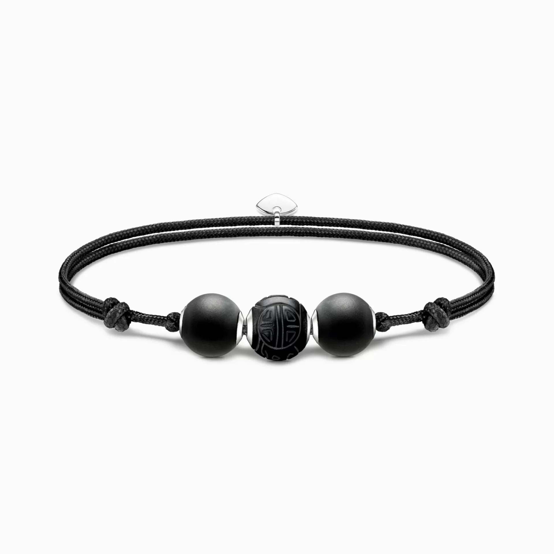 THOMAS SABO Armband | Återvunnet 925 silver<ARMBAND KARMA SECRET MED SVART MATT OBSIDIAN BEADS silverfargad, svart