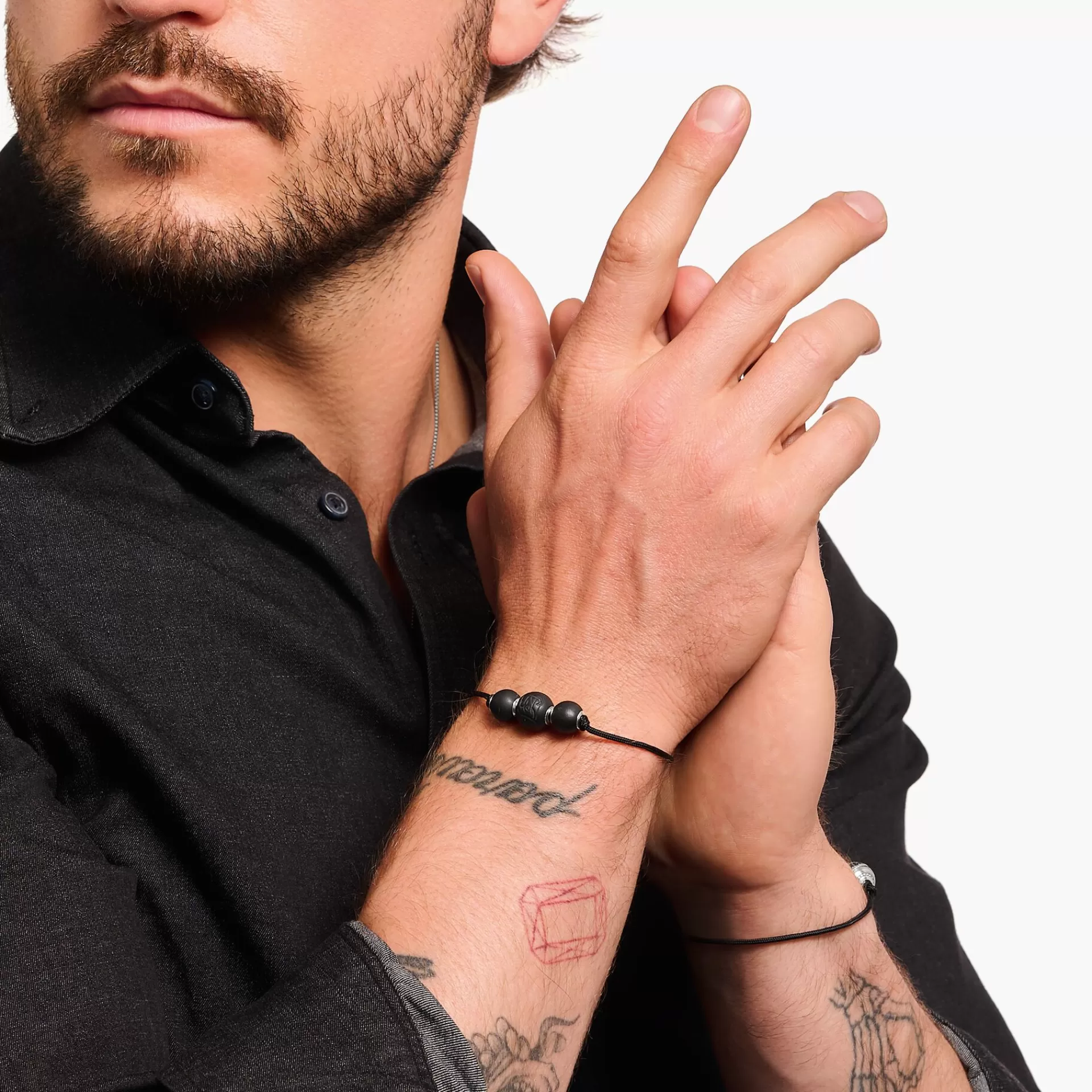 THOMAS SABO Armband | Återvunnet 925 silver<ARMBAND KARMA SECRET MED SVART MATT OBSIDIAN BEADS silverfargad, svart