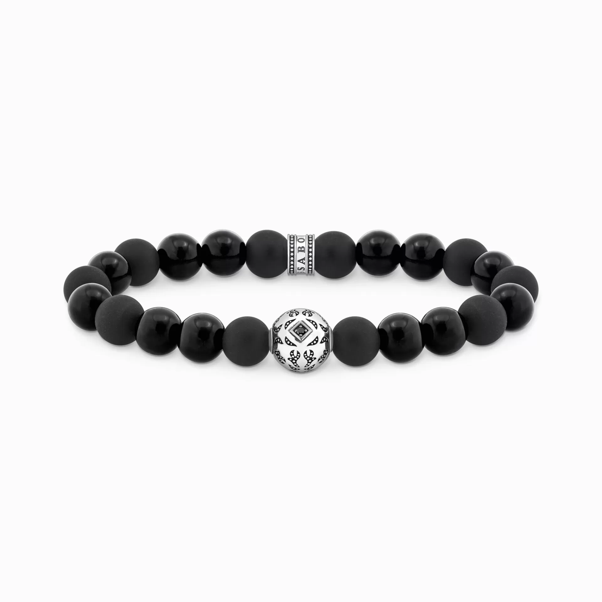 THOMAS SABO Armband | Armband<ARMBAND MED OBSIDIAN-KULOR, SV&AUML;RTAT SILVER silverfargad, svart