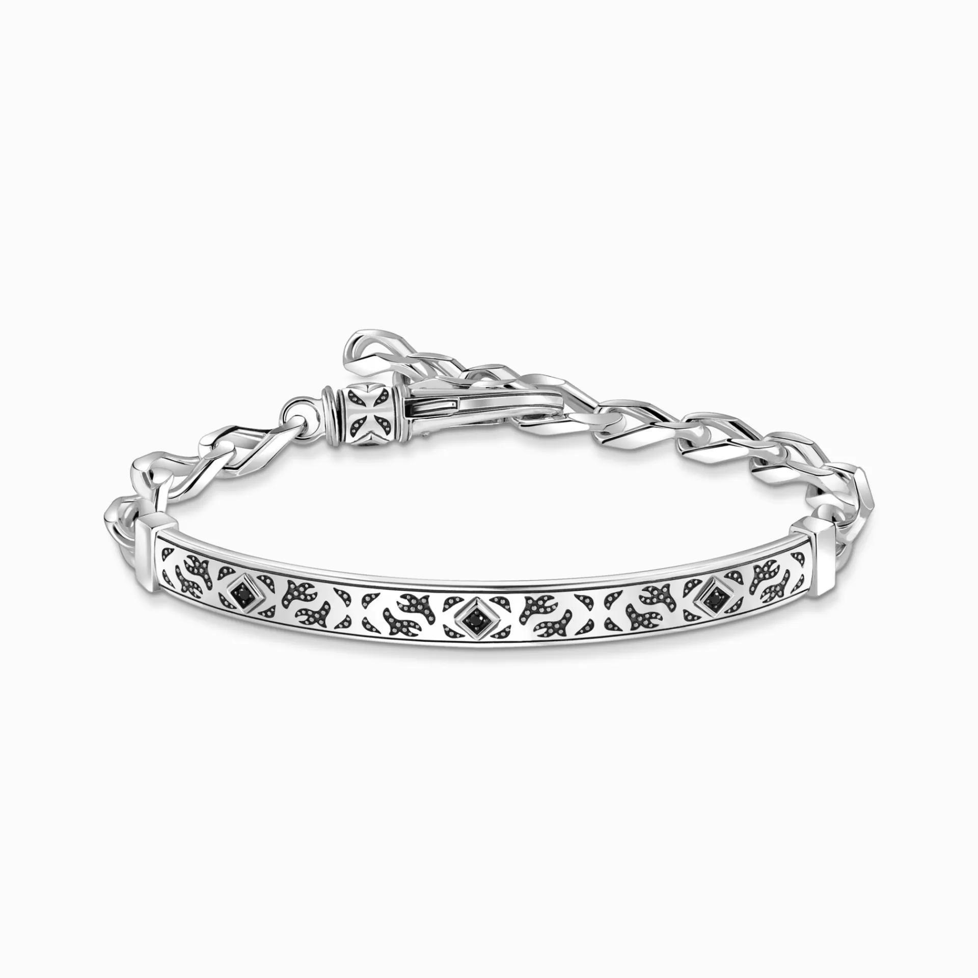 THOMAS SABO Armband<ARMBAND MED P&AUML;LSM&OUML;NSTER, SV&AUML;RTAT SILVER silverfargad, svart