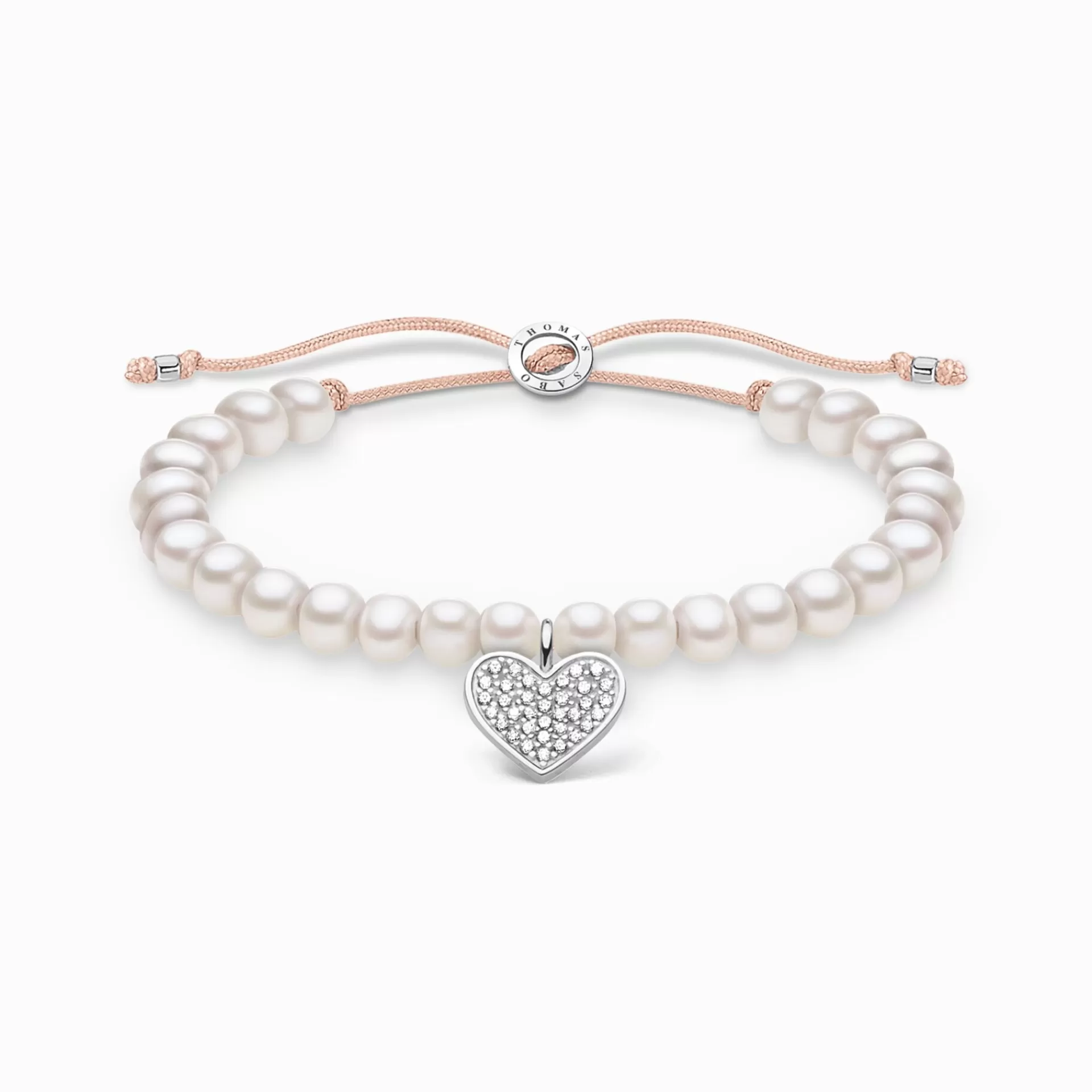 THOMAS SABO Armband | Återvunnet 925 silver<ARMBAND P&AUML;RLOR HJ&AUML;RTA PAV&EACUTE; silverfargad, beige, vit