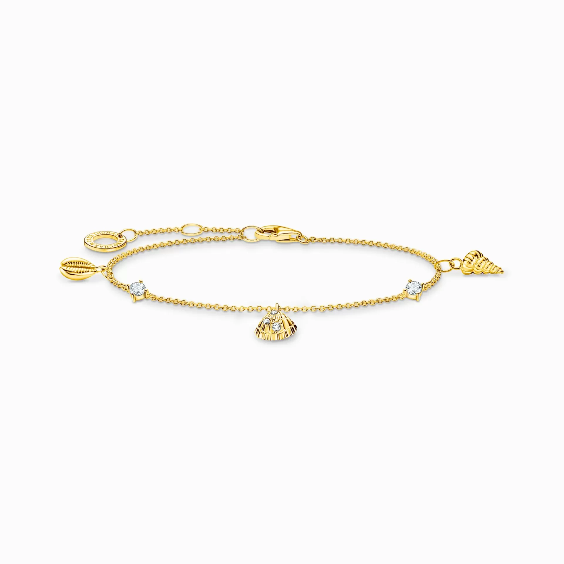 THOMAS SABO Armband | 18K plätering<ARMBAND SN&AUML;CKOR OCH VITA STENAR GULD gult guldfargad, vit