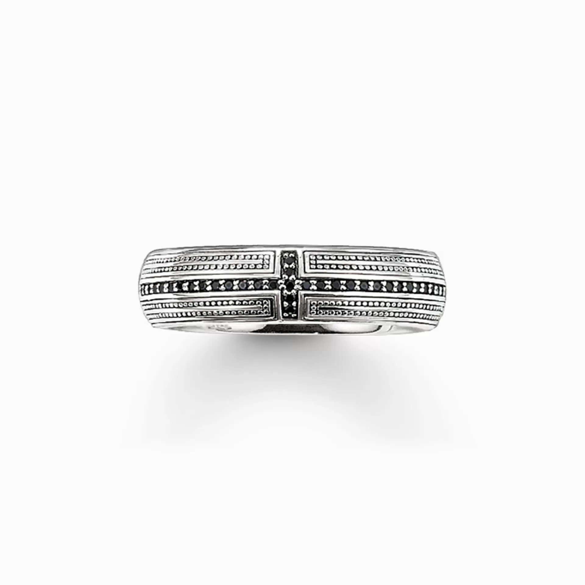 THOMAS SABO Ringar | Återvunnet 925 silver<BANDRING KORS PAV&EACUTE; svart, silverfargad