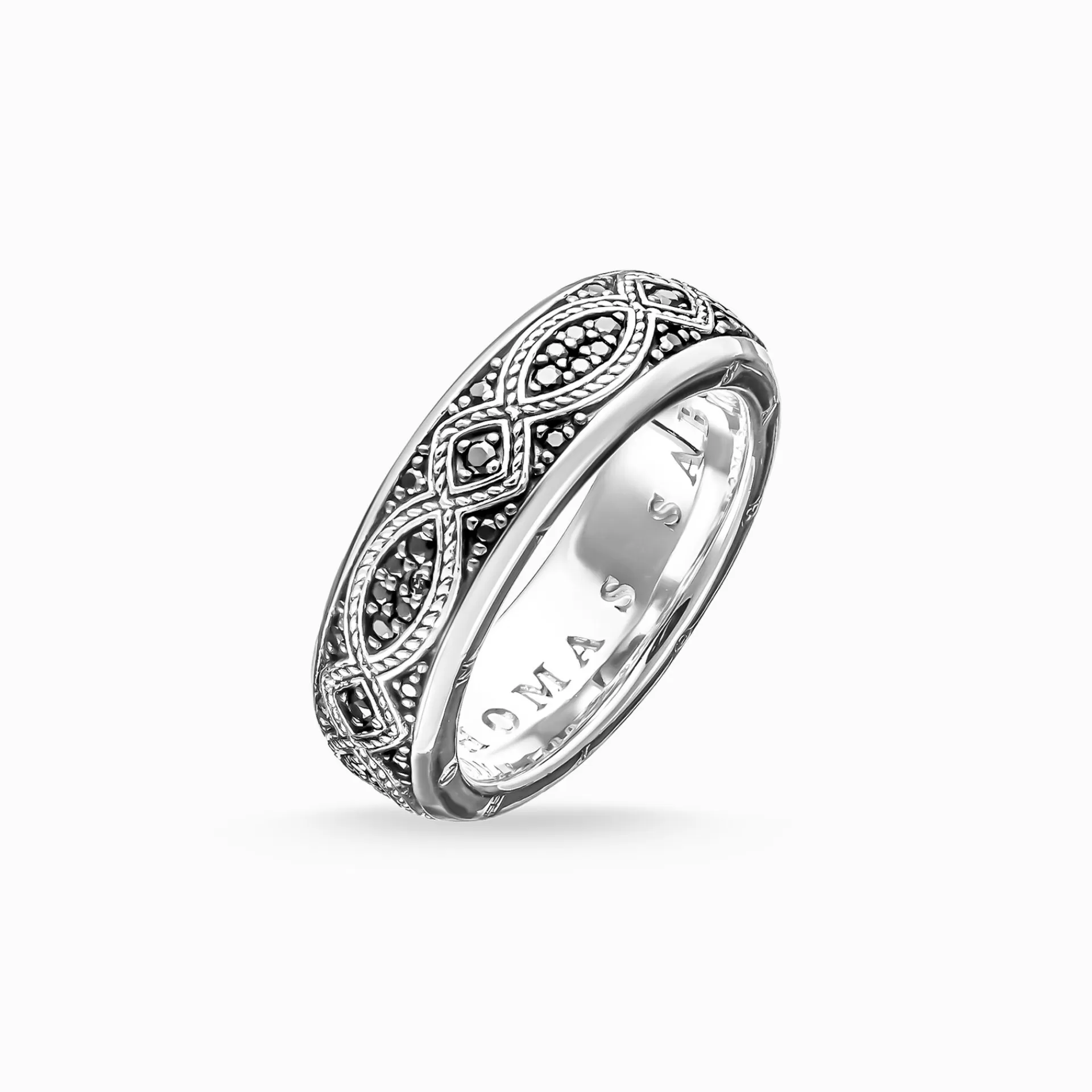 THOMAS SABO Ringar | Återvunnet 925 silver<BANDRING LOVE KNOT svart, silverfargad