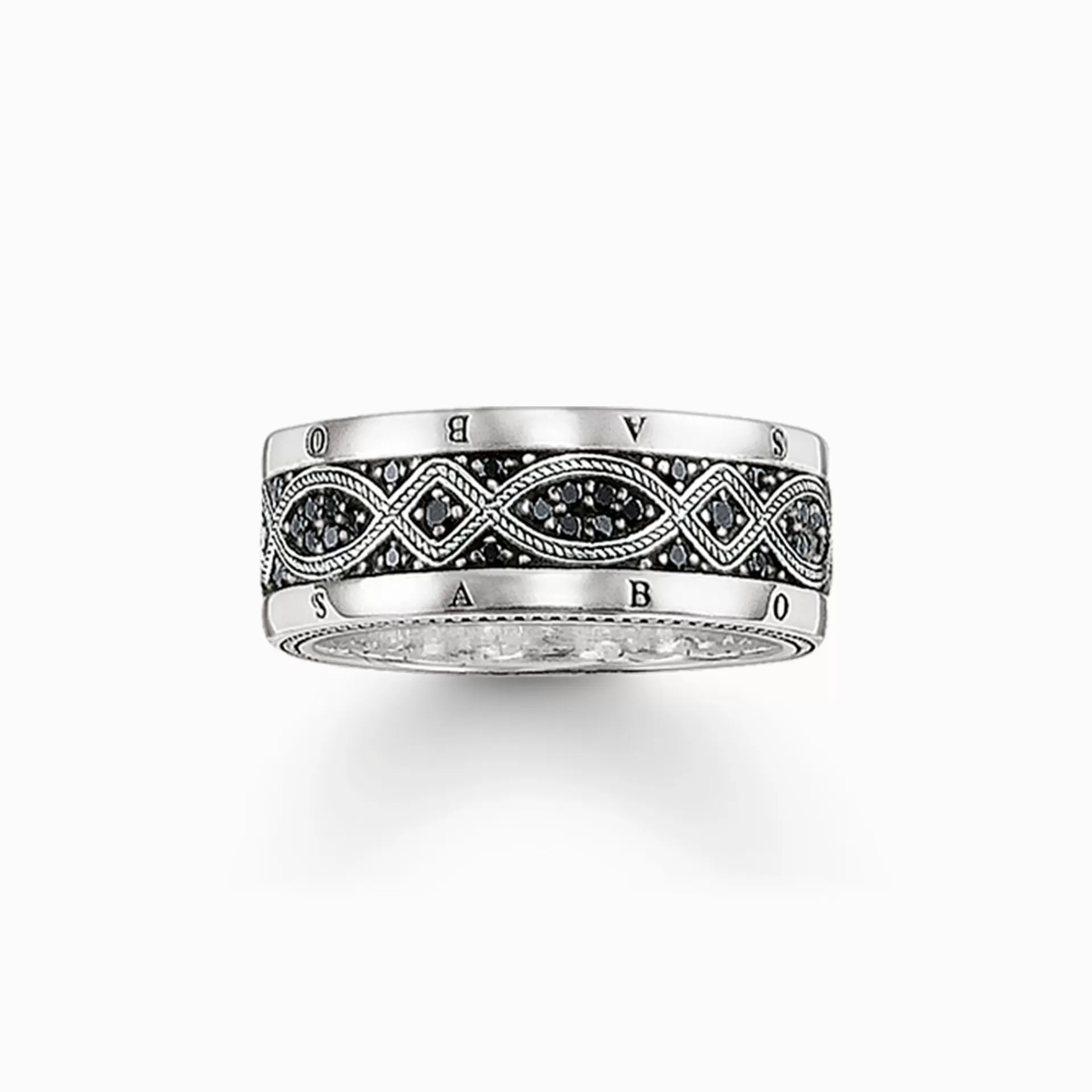 THOMAS SABO Ringar | Återvunnet 925 silver<BANDRING LOVE KNOT svart, silverfargad