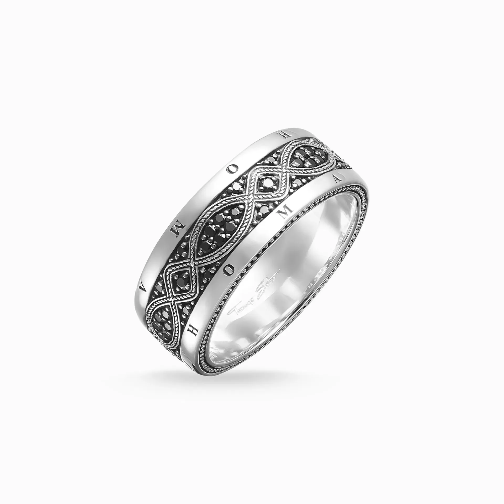 THOMAS SABO Ringar | Återvunnet 925 silver<BANDRING LOVE KNOT svart, silverfargad