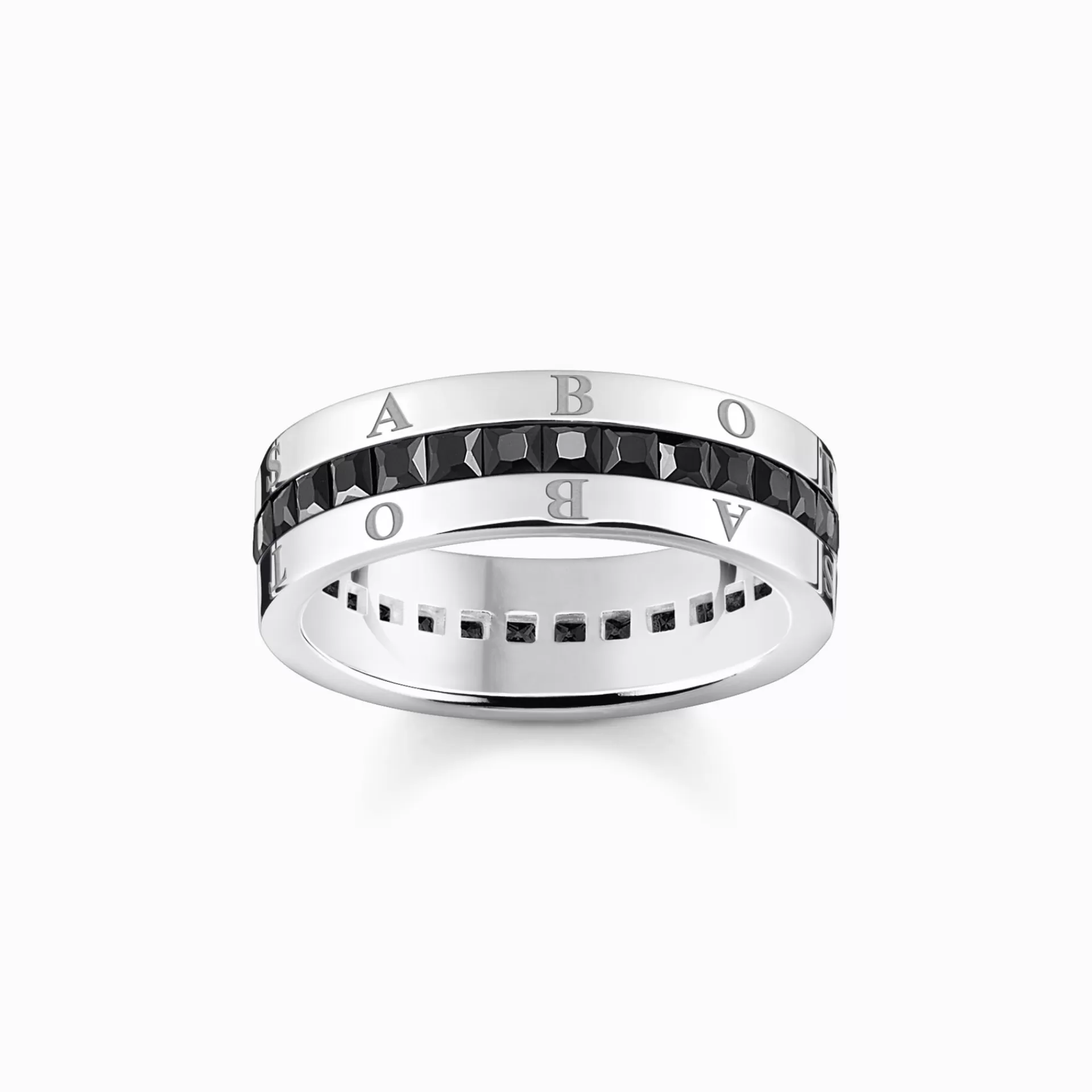 THOMAS SABO Ringar | Återvunnet 925 silver<BANDRING MED SVARTA STENAR PAV&EACUTE; SILVER silverfargad, svart