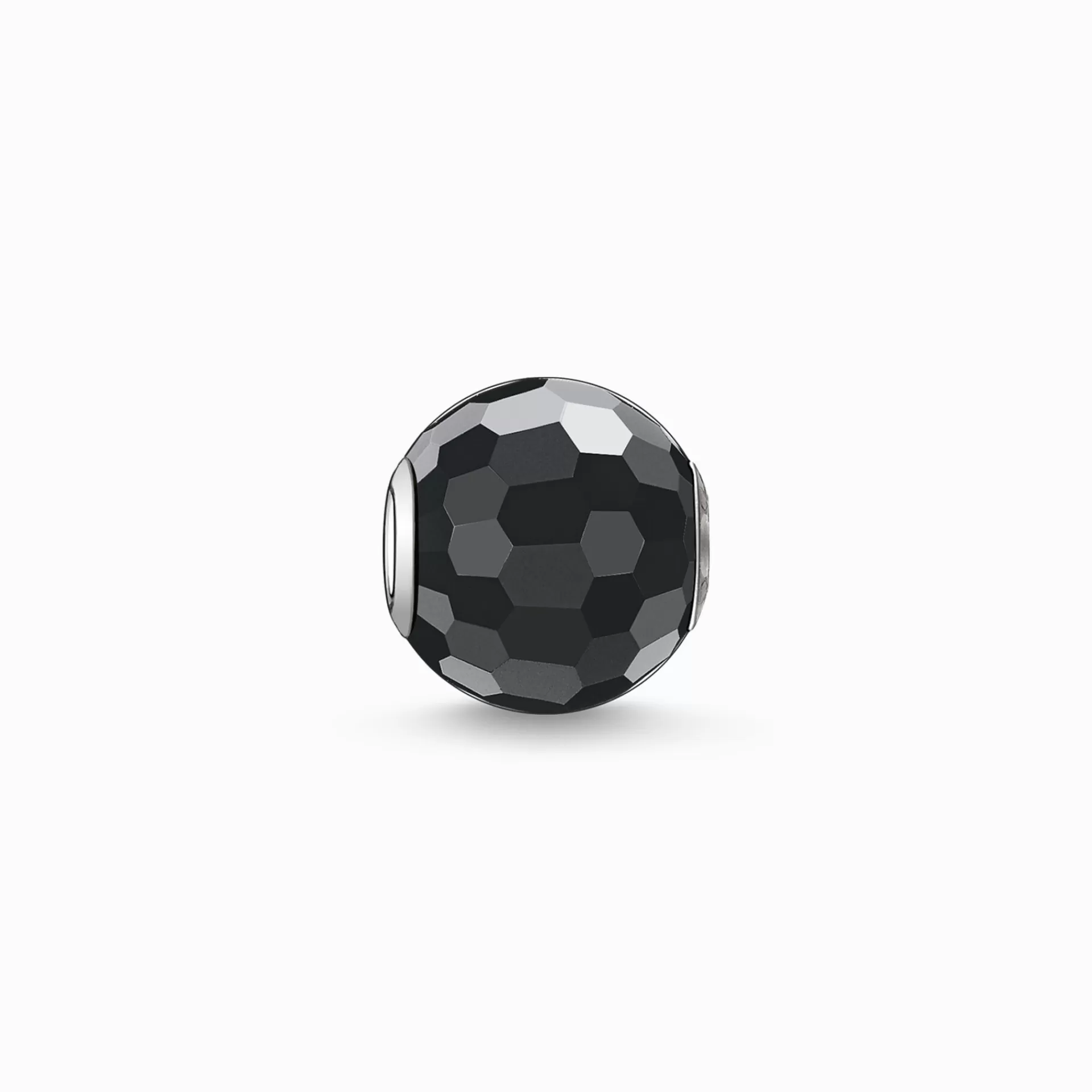 THOMAS SABO Beads | Återvunnet 925 silver<BEAD FASETTERAD OBSIDIAN svart, silverfargad