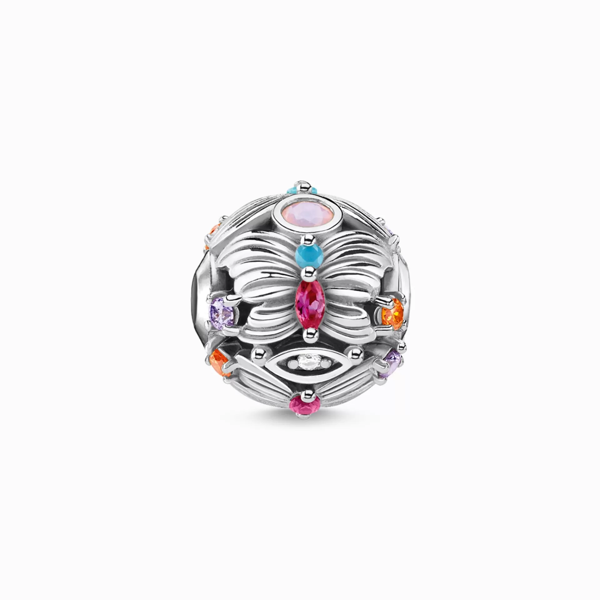 THOMAS SABO Beads | Återvunnet 925 silver<BEAD FJ&AUML;RIL SILVER silverfargad, orange, röd, turkos, vit, violett