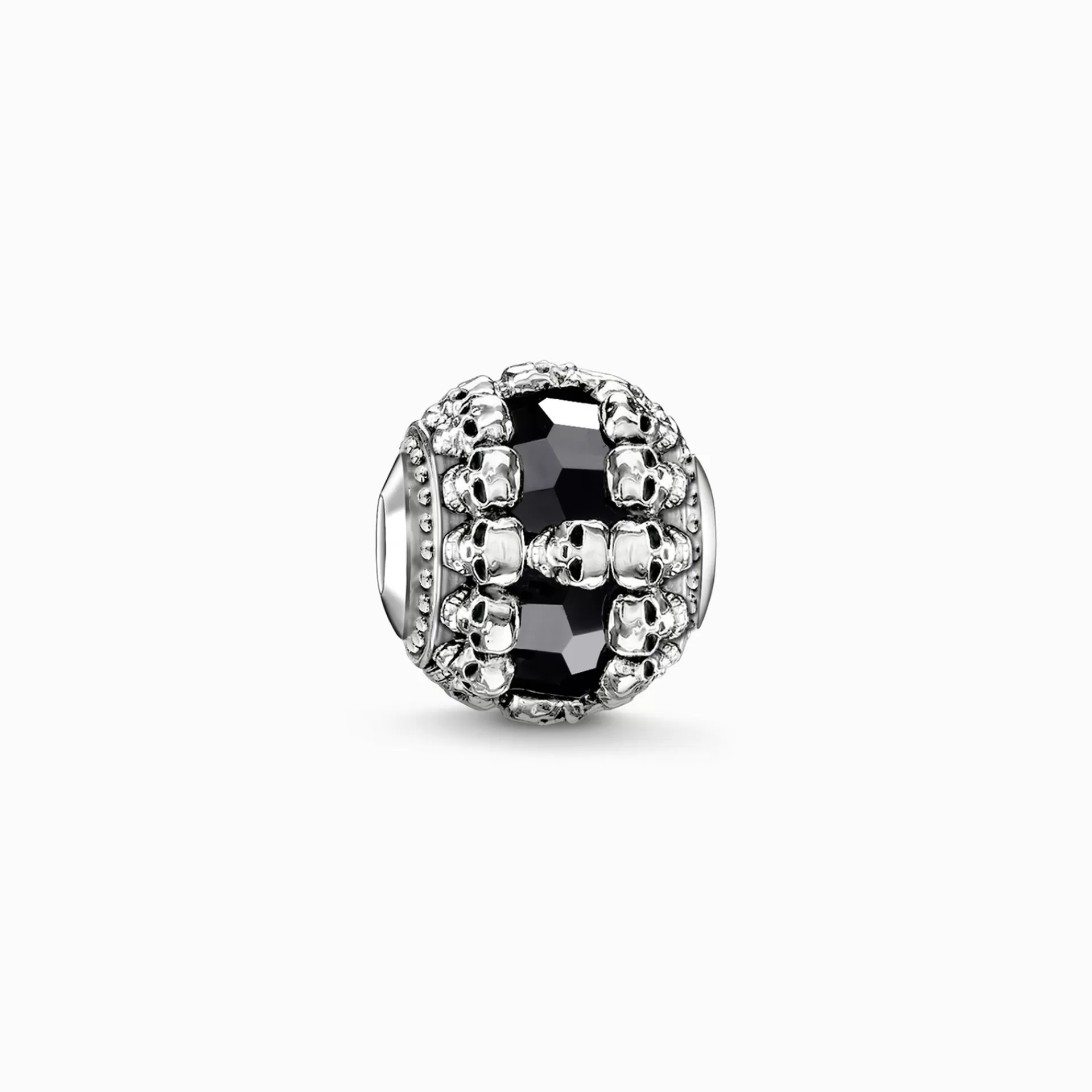 THOMAS SABO Beads | Återvunnet 925 silver<BEAD SVARTA D&OUML;DSKALLAR svart, silverfargad