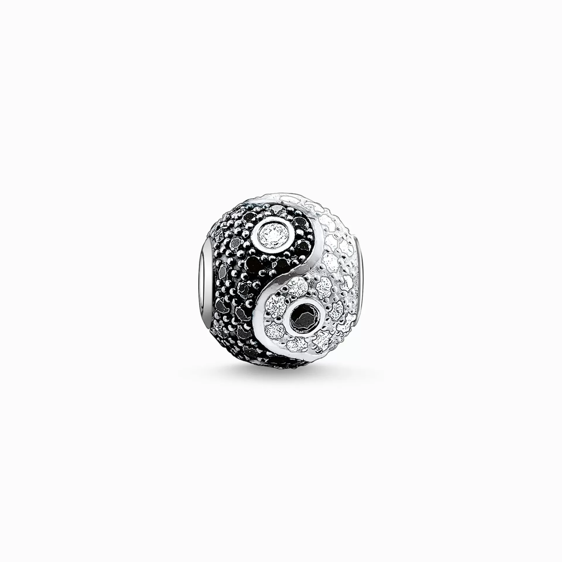 THOMAS SABO Beads | Återvunnet 925 silver<BEAD YIN  YANG PAV&EACUTE; svart, silverfargad, vit