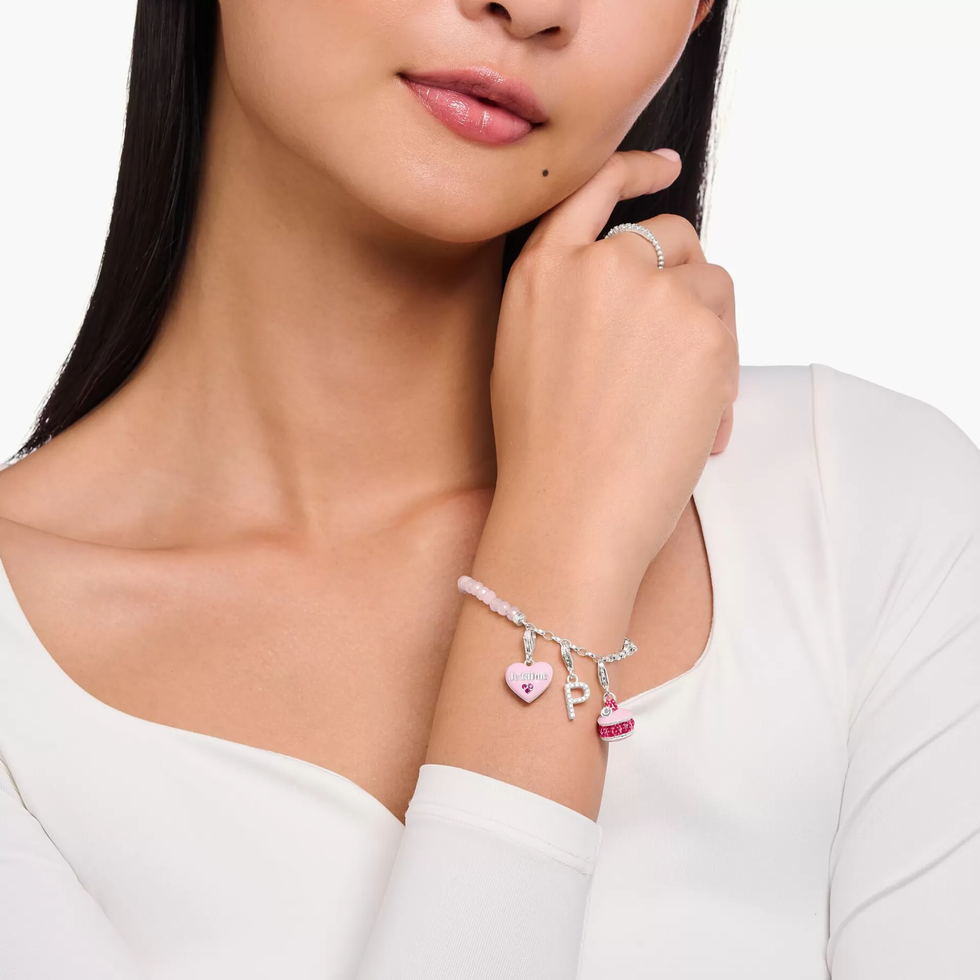 THOMAS SABO Charms | Charms<CHARM-H&AUML;NGSMYCKE BOKSTAVEN G MED VITA STENAR SILVER vit, silverfargad