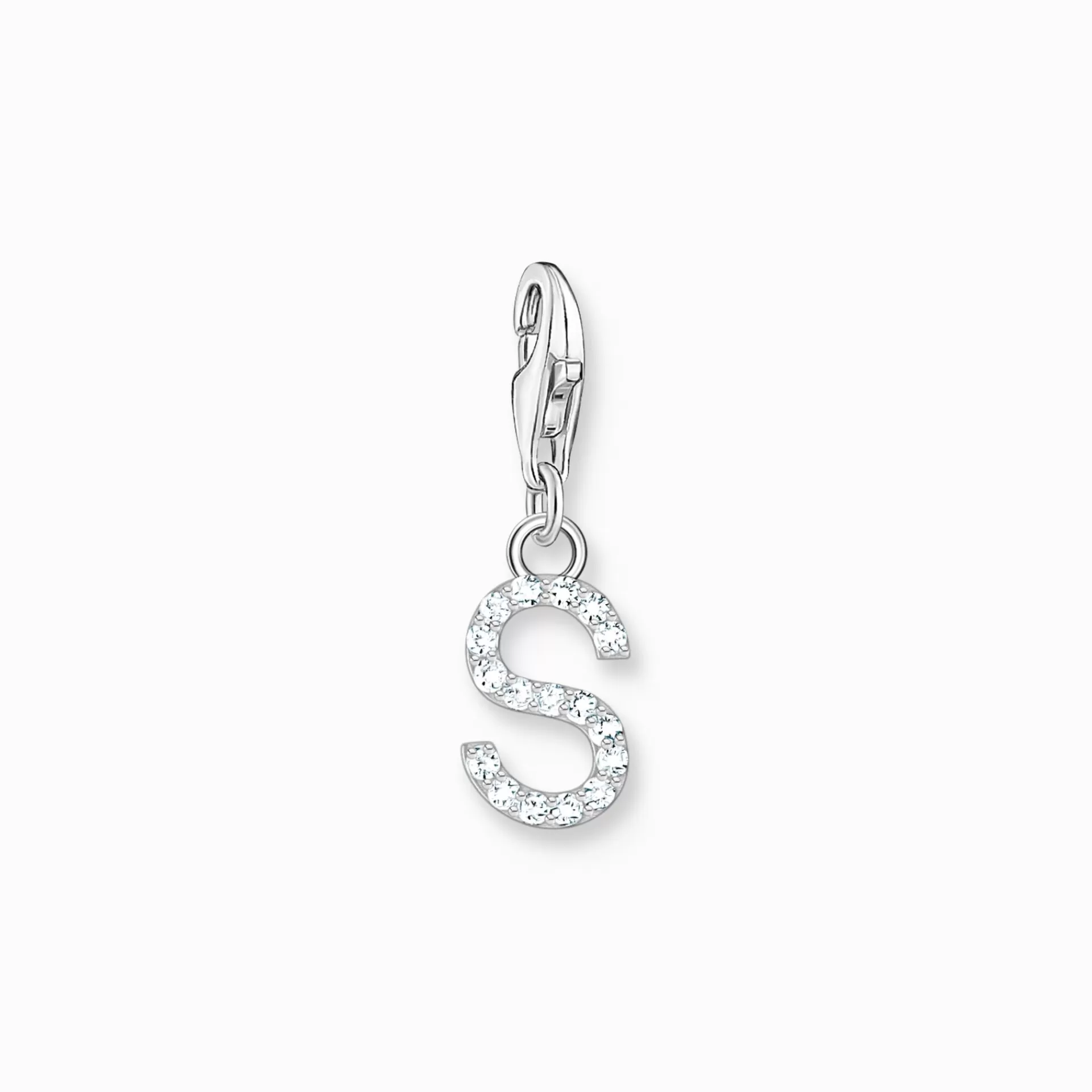 THOMAS SABO Charms | Charms<CHARM-H&AUML;NGSMYCKE BOKSTAVEN S MED VITA STENAR SILVER vit, silverfargad