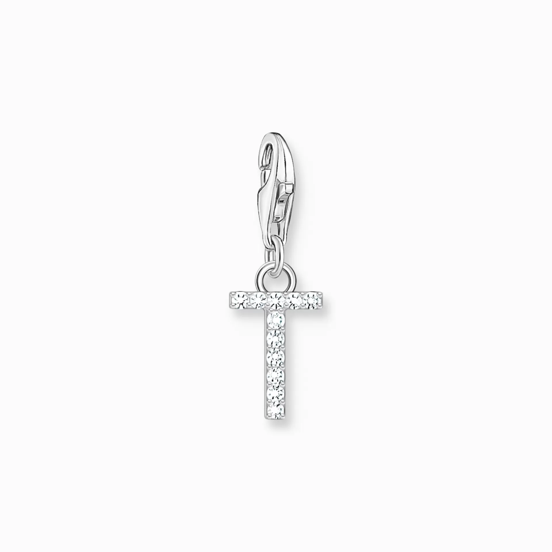 THOMAS SABO Charms | Charms<CHARM-H&AUML;NGSMYCKE BOKSTAVEN T MED VITA STENAR SILVER vit, silverfargad