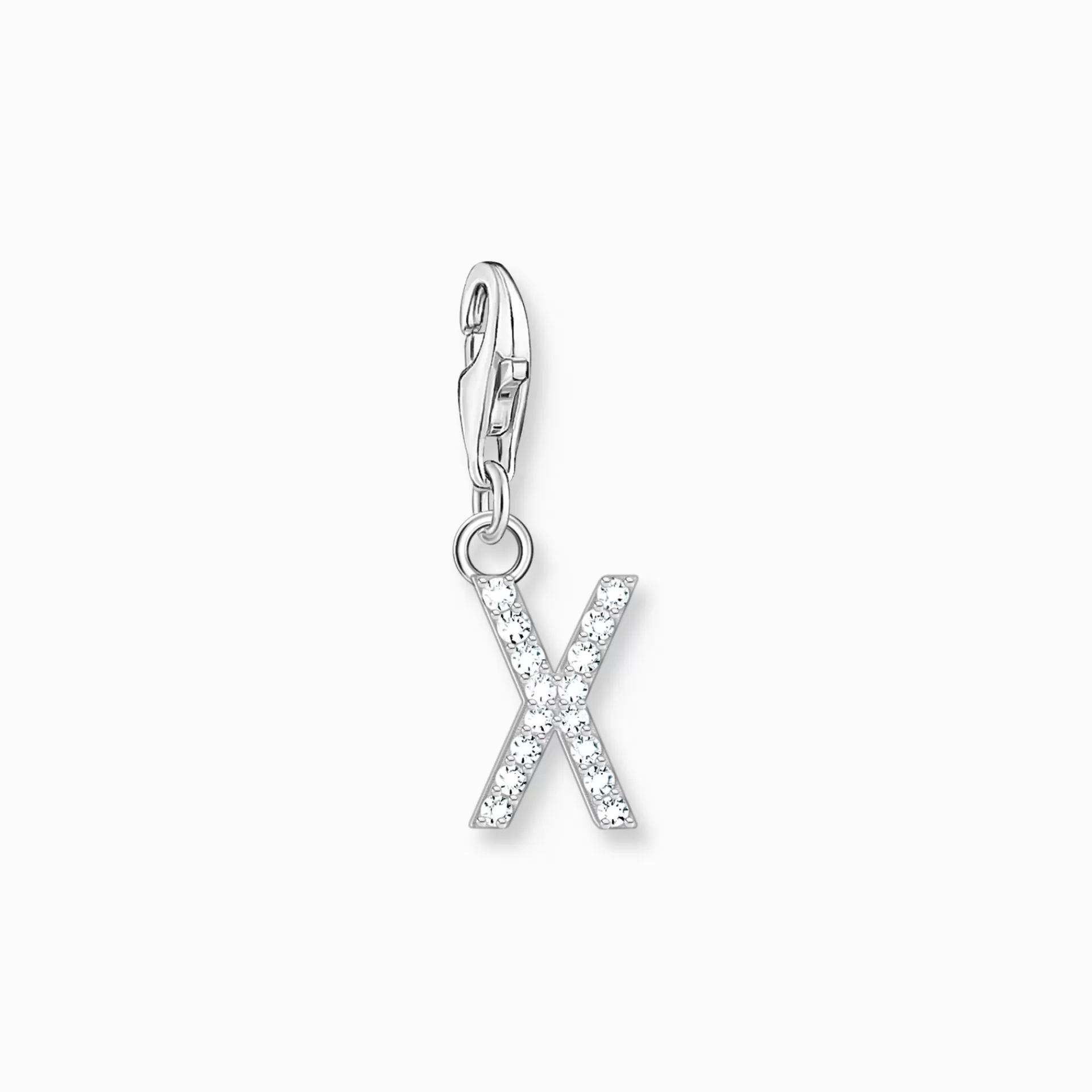 THOMAS SABO Charms | Charms<CHARM-H&AUML;NGSMYCKE BOKSTAVEN X MED VITA STENAR SILVER vit, silverfargad