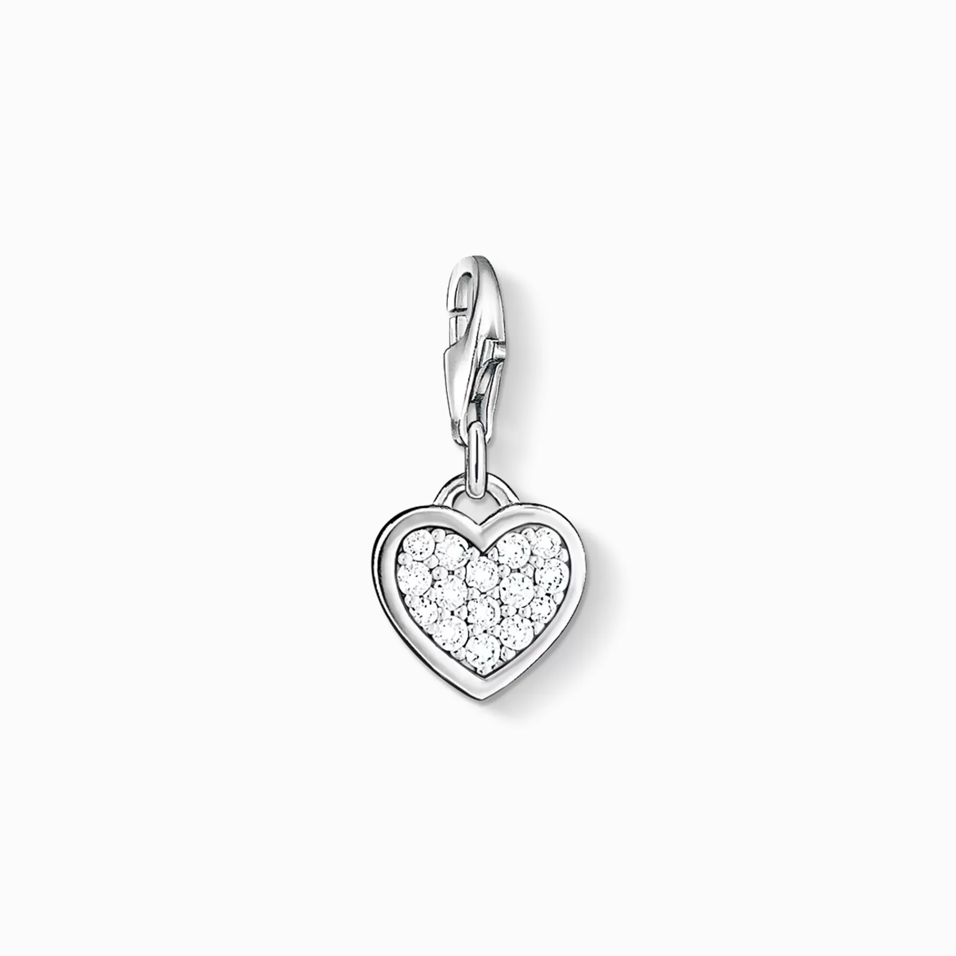 THOMAS SABO Charms | Charms<CHARM-H&AUML;NGSMYCKE GLITTRANDE HJ&AUML;RTA silverfargad, vit