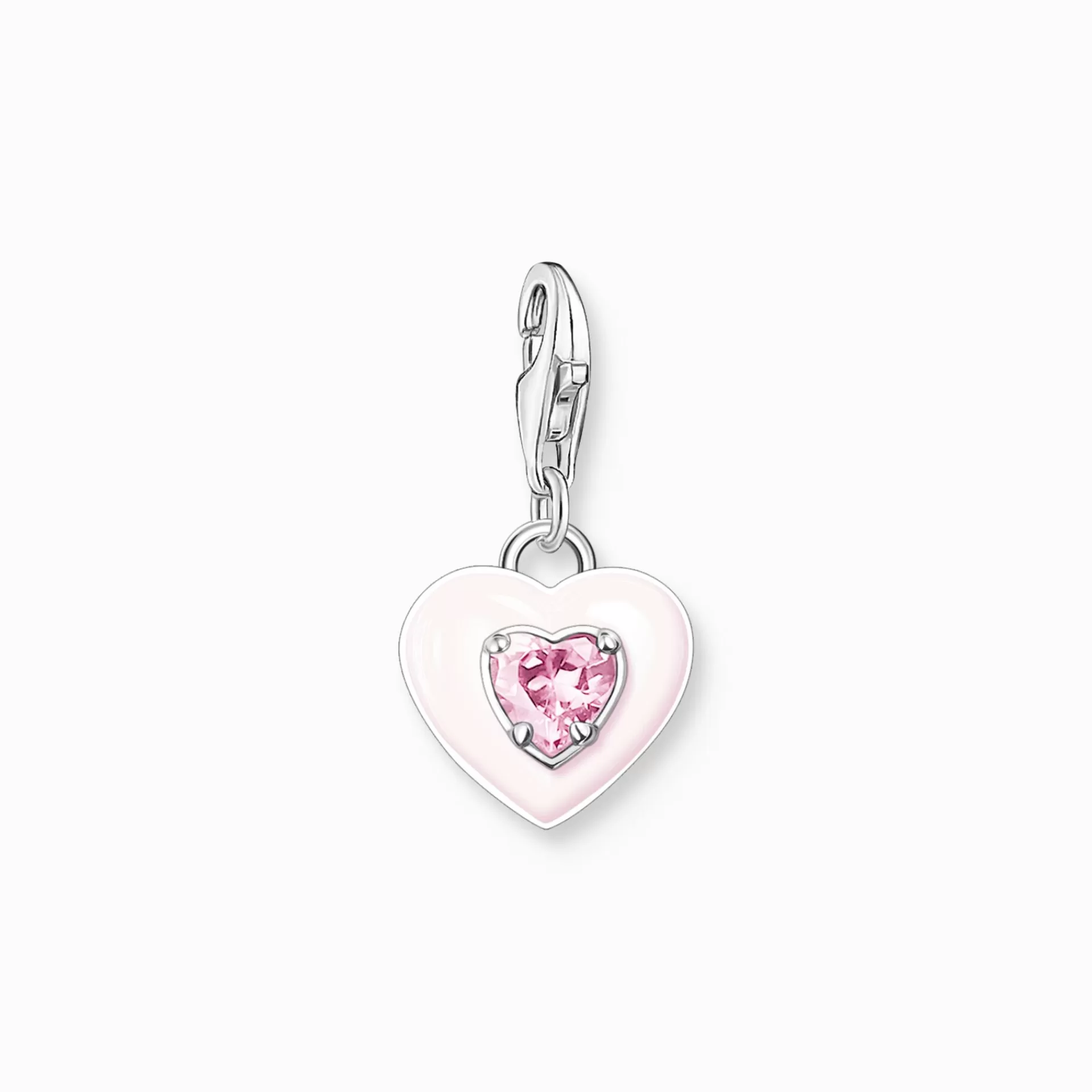 THOMAS SABO Charms | Charms<CHARM-H&AUML;NGSMYCKE HJ&AUML;RTA MED ROSA STENAR SILVER rosa, silverfargad