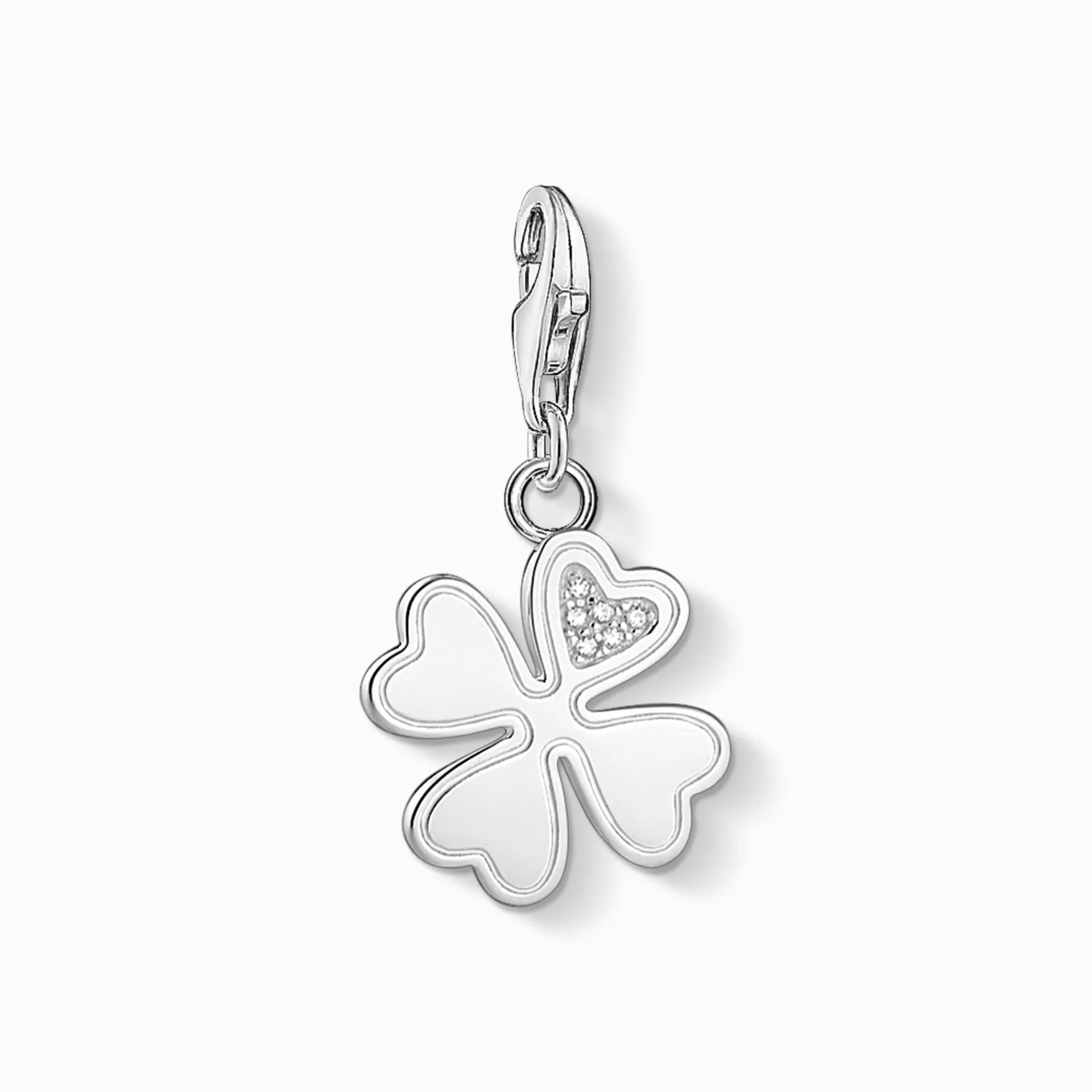 THOMAS SABO Charms | Charms<CHARM-H&AUML;NGSMYCKE KL&OUML;VERBLAD SILVER silverfargad, vit