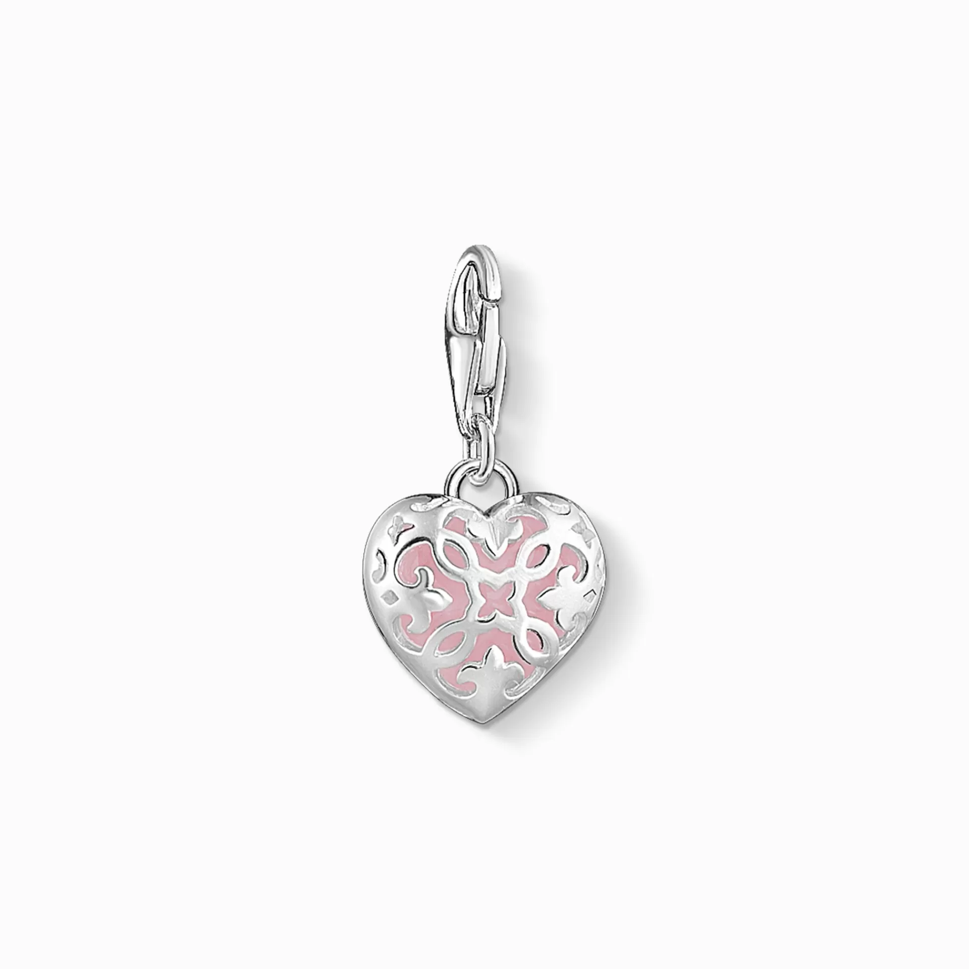 THOMAS SABO Charms | Charms<CHARM-H&AUML;NGSMYCKE ROSA HJ&AUML;RTA rosa, silverfargad