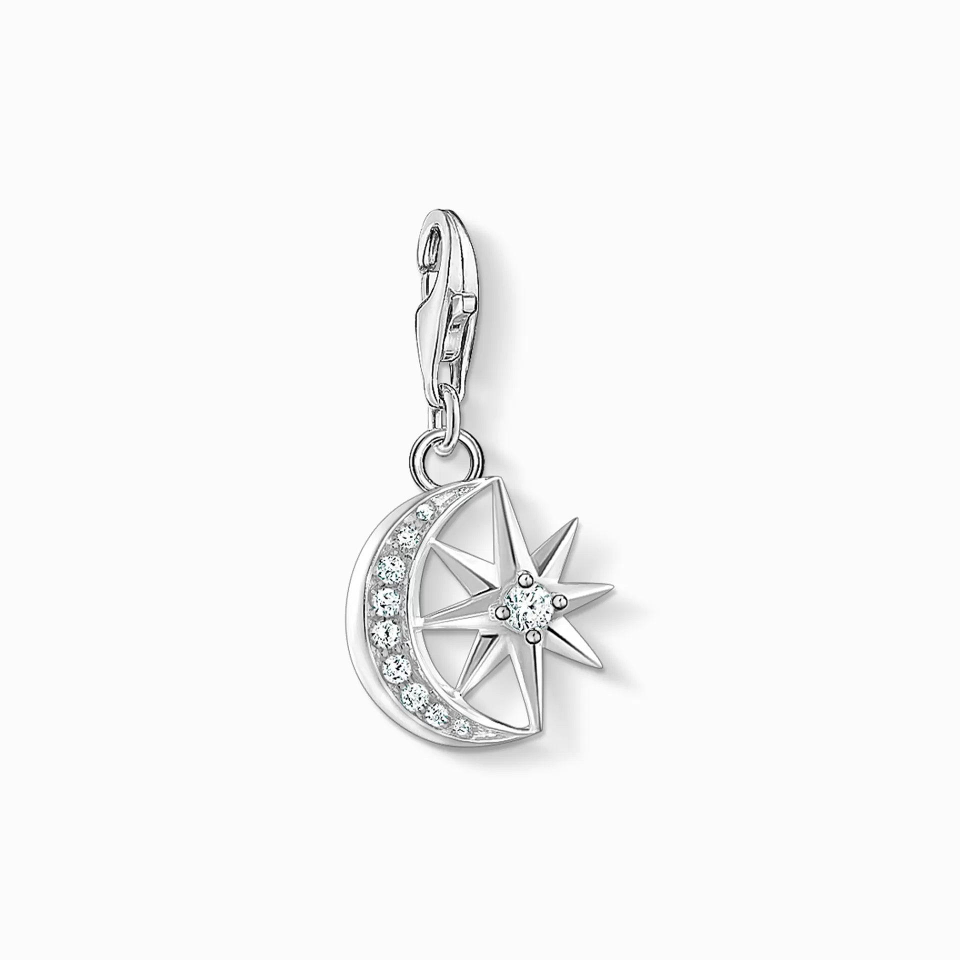 THOMAS SABO Charms | Charms<CHARM-H&AUML;NGSMYCKE STJ&AUML;RNA  M&ARING;NE vit, silverfargad