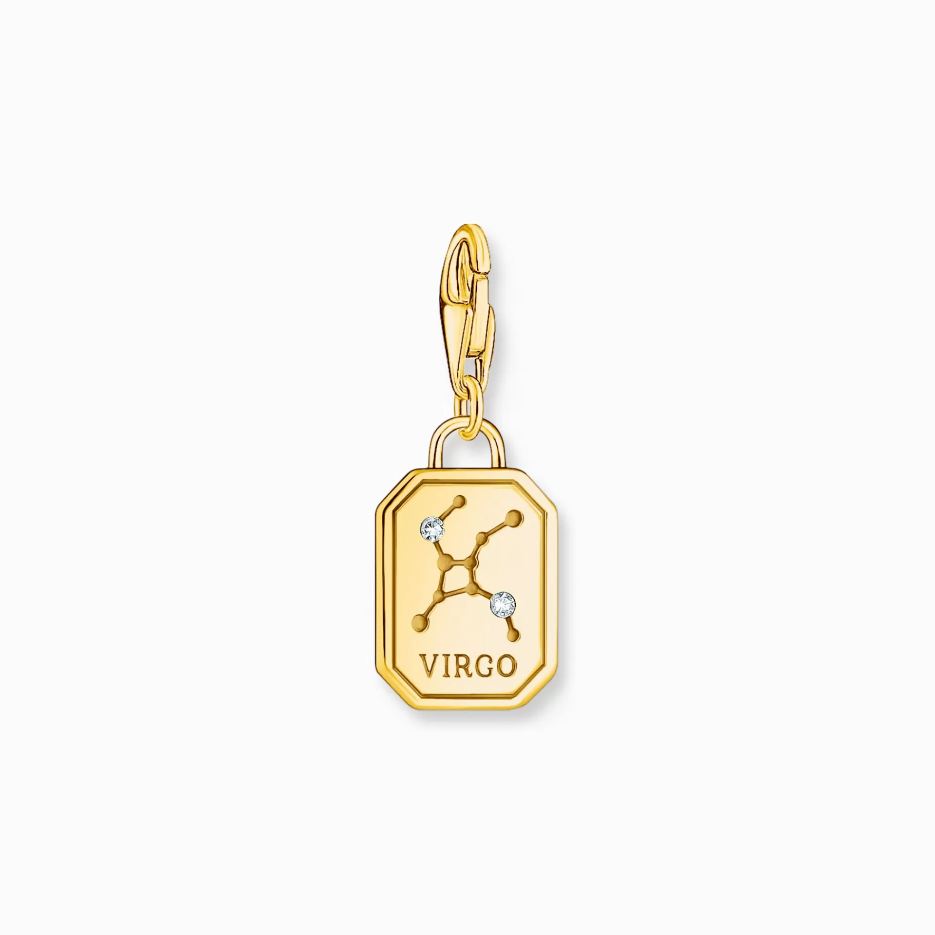 THOMAS SABO Charms | Charms<CHARM-H&AUML;NGSMYCKE STJ&AUML;RNTECKNET JUNGFRUN MED STENAR, PL&AUML;TERAT gult guldfargad, vit