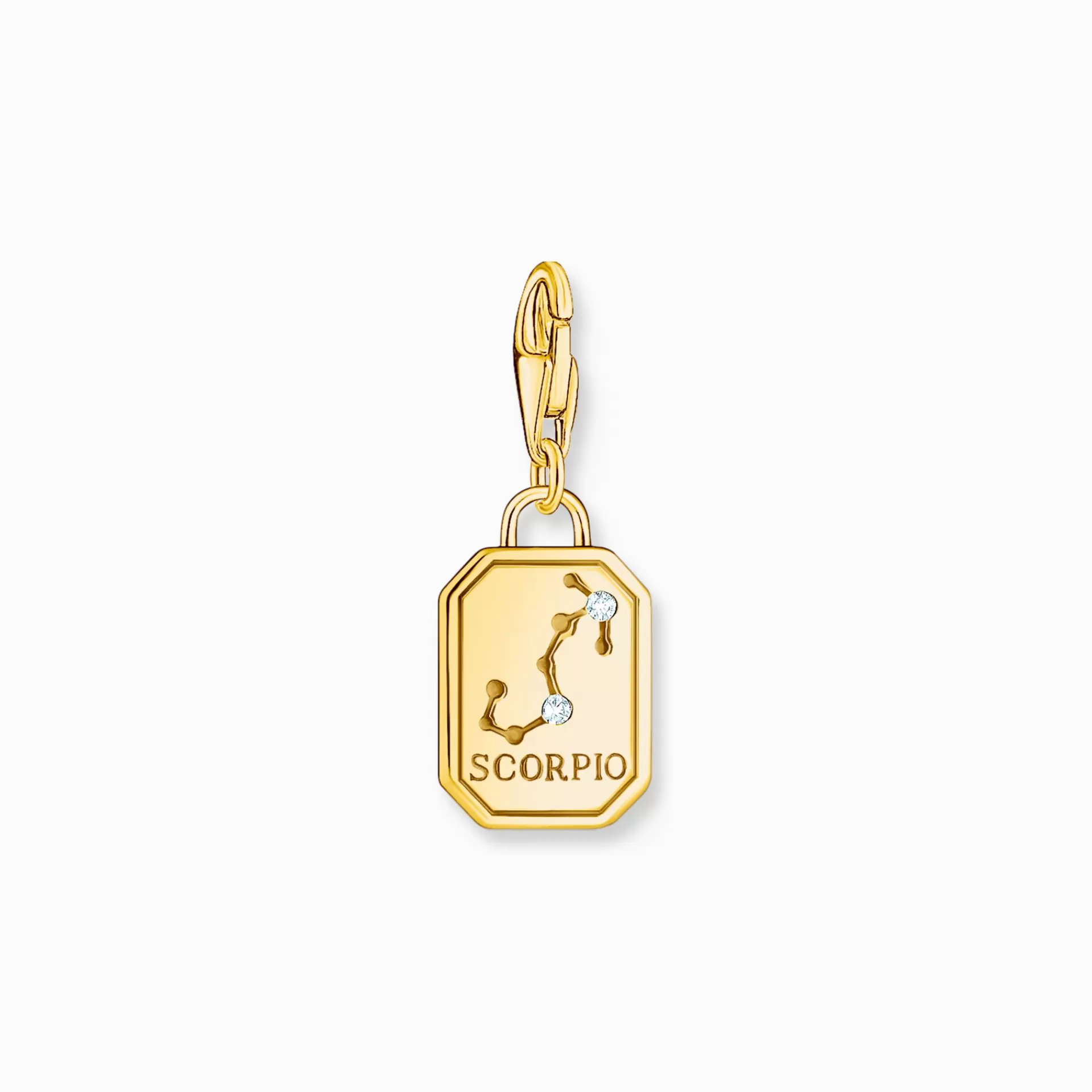 THOMAS SABO Charms | Charms<CHARM-H&AUML;NGSMYCKE STJ&AUML;RNTECKNET SKORPIONEN MED STENAR, PL&AUML;TERAT gult guldfargad, vit