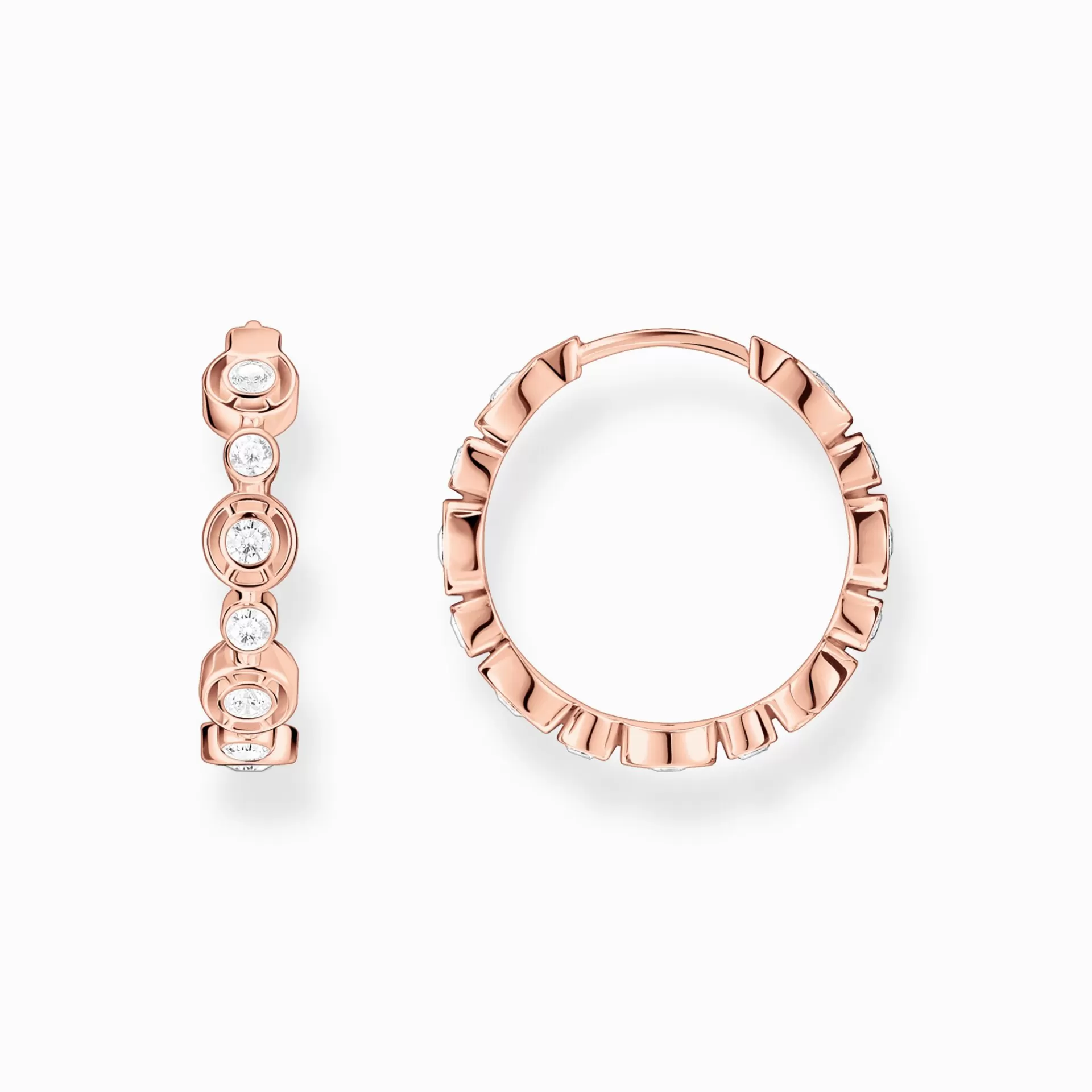 THOMAS SABO Creoler<CREOL&OUML;RH&AUML;NGEN CIRKLAR MED VITA STENAR ROS&EACUTE;GULDPL&AUML;TERAD roséguldfargad, vit