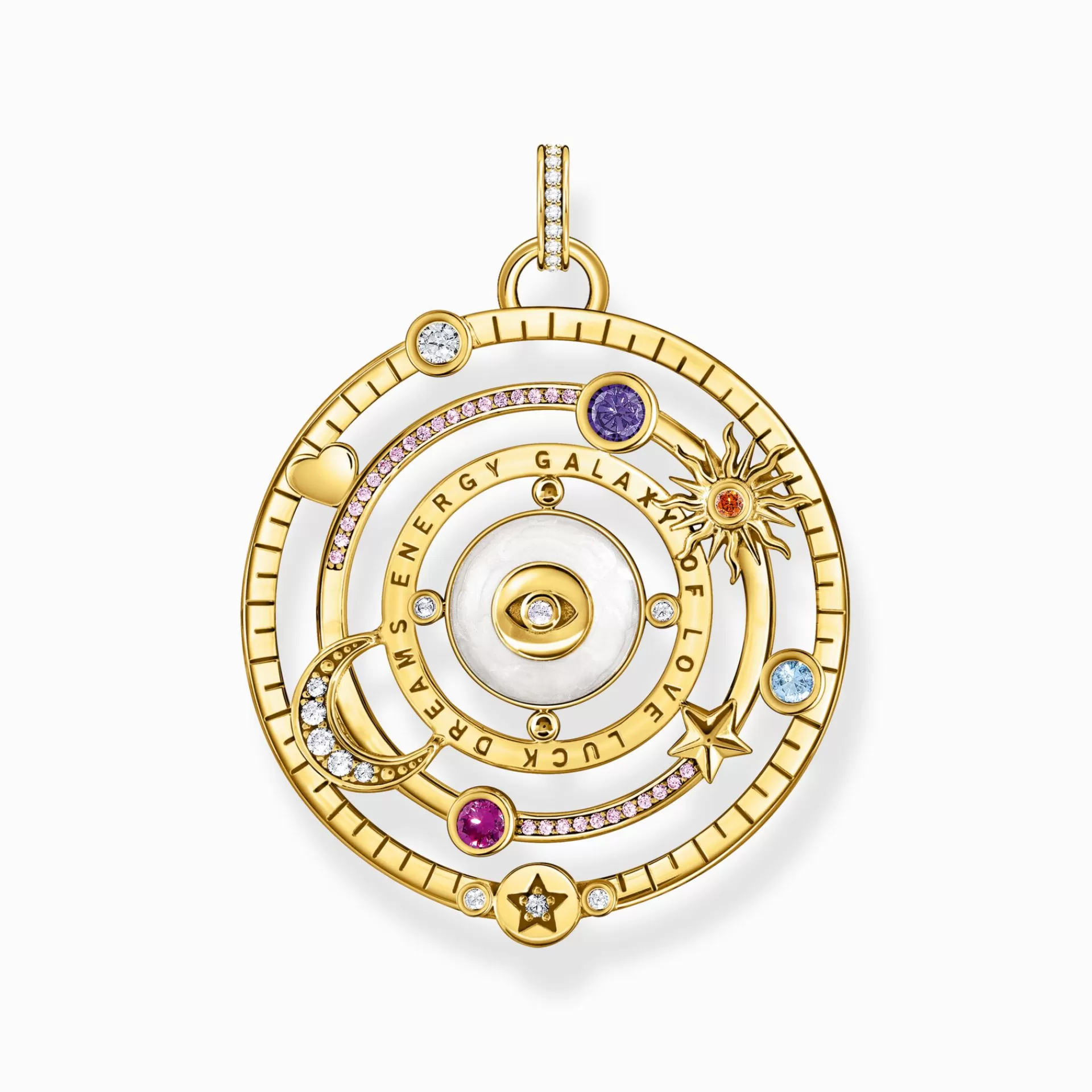 THOMAS SABO Hängsmycken | 18K plätering<GULDPL&AUML;TERAT HALSBANDSH&AUML;NGE MED &OUML;GA OCH F&AUML;RGADE STENAR gult guldfargad, vit, violett, rosa, orange, blå, röd