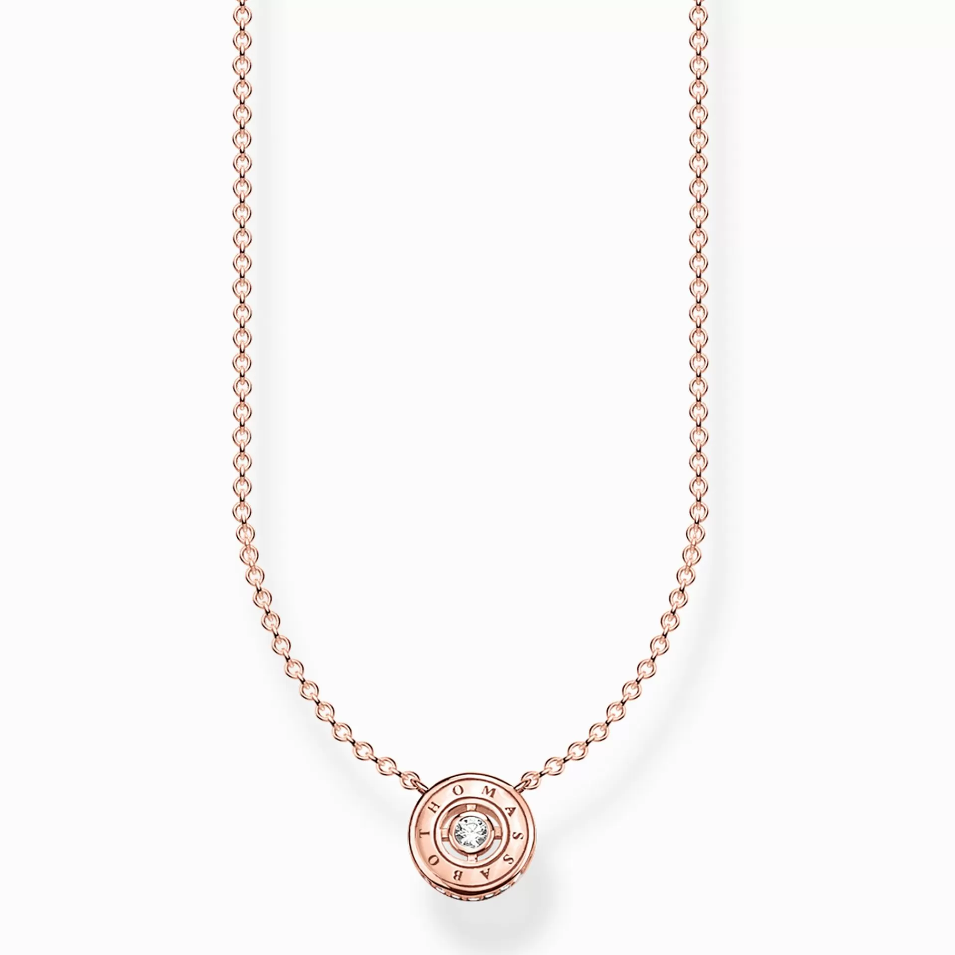 THOMAS SABO Halsband | 18K roséguldplätering<HALSBAND CIRKEL MED VITA STEN ROS&EACUTE;GULDPL&AUML;TERAD roséguldfargad, vit