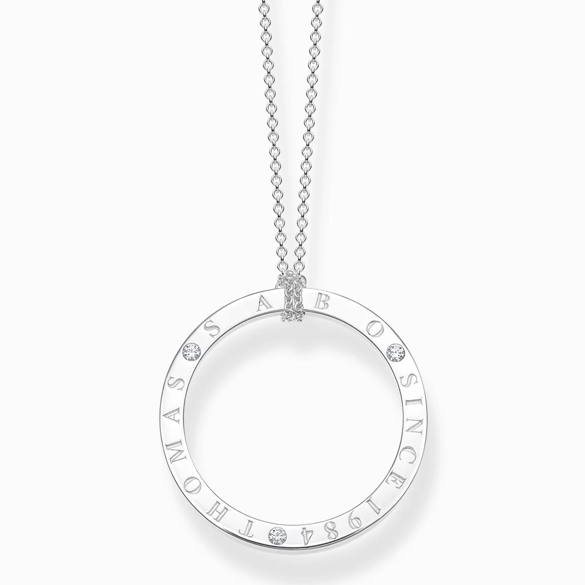 THOMAS SABO Halsband | Återvunnet 925 silver<HALSBAND CIRKEL MED VITA STENAR SILVER vit, silverfargad