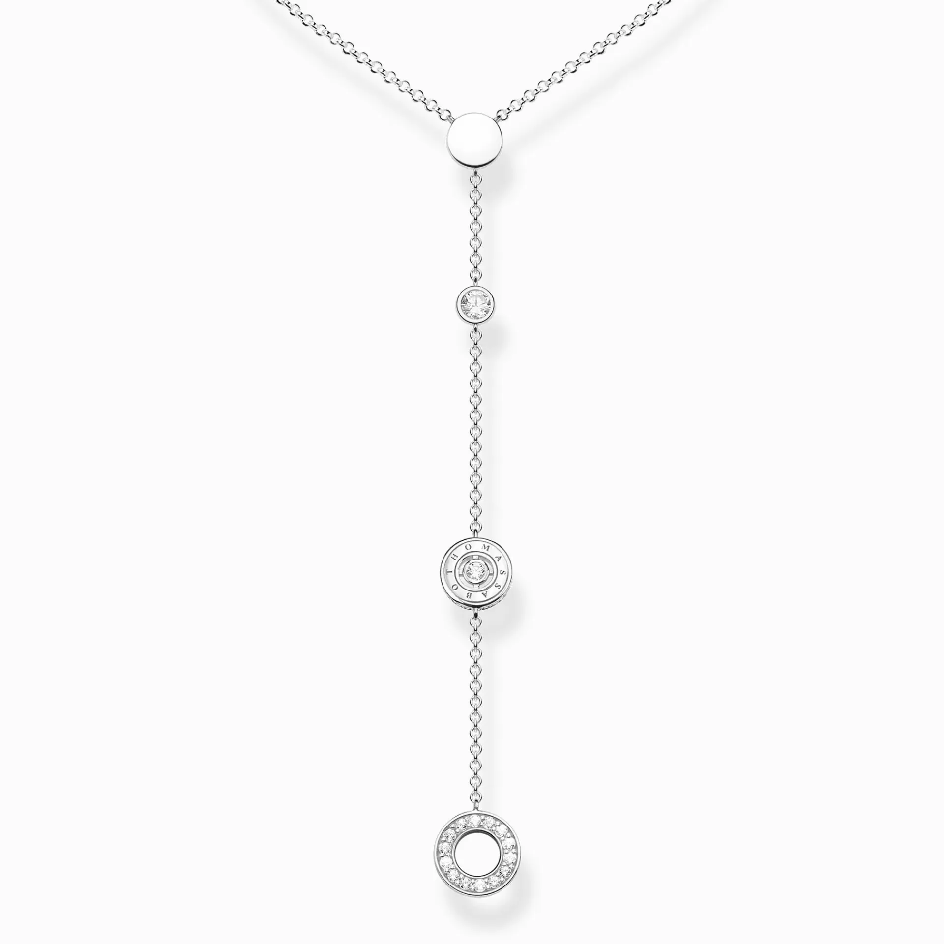 THOMAS SABO Halsband | Återvunnet 925 silver<HALSBAND CIRKLAR MED VITA STENAR SILVER vit, silverfargad