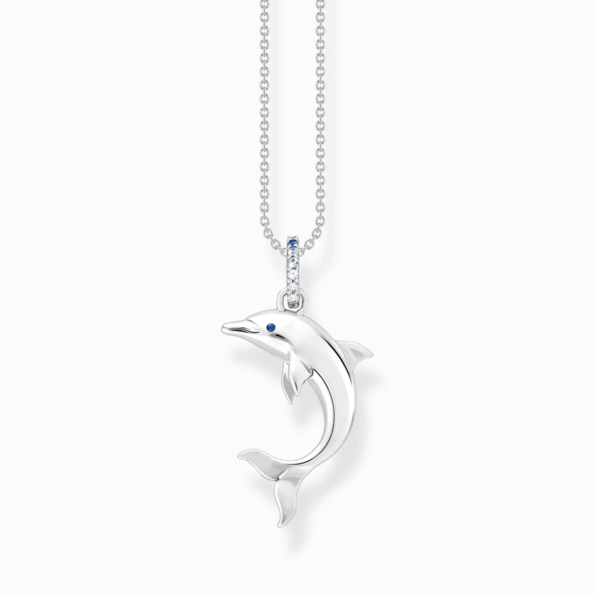 THOMAS SABO Halsband | Återvunnet 925 silver<HALSBAND DELFIN MED BL&ARING; STENAR silverfargad, mörkblå, ljusblå, vit