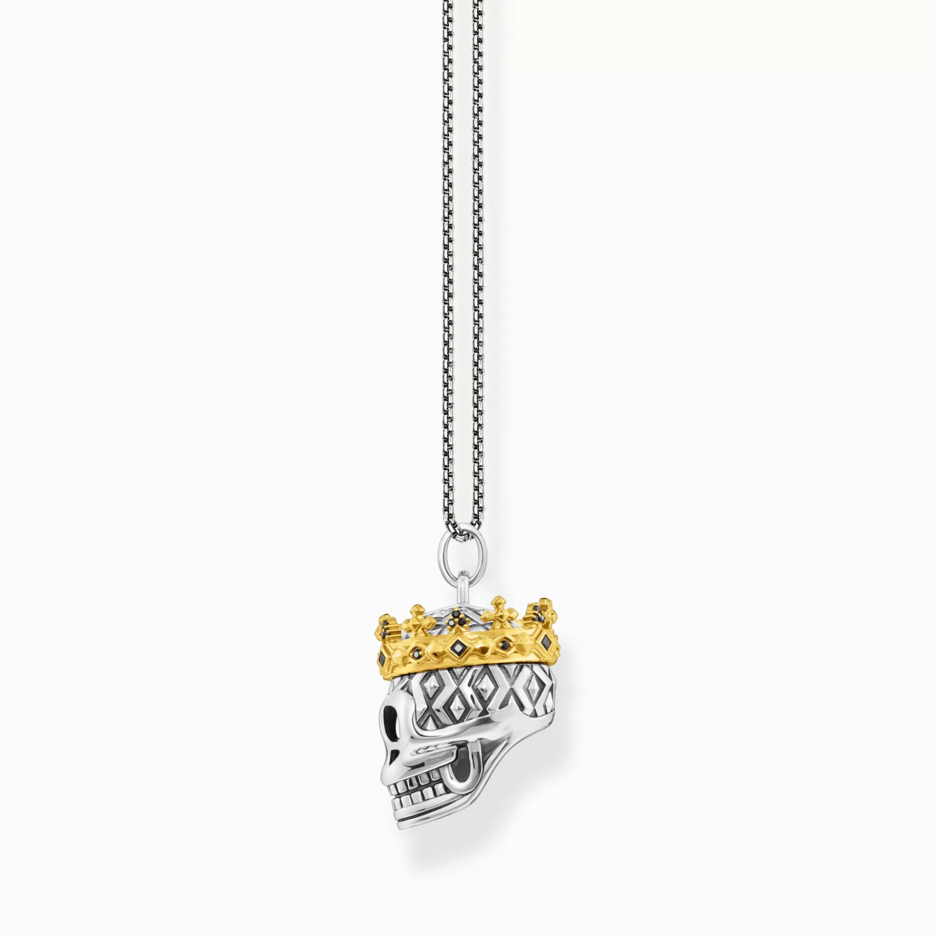 THOMAS SABO Halsband | Återvunnet 925 silver<HALSBAND D&OUML;DSKALLE KRONA silverfargad, gult guldfargad, svart