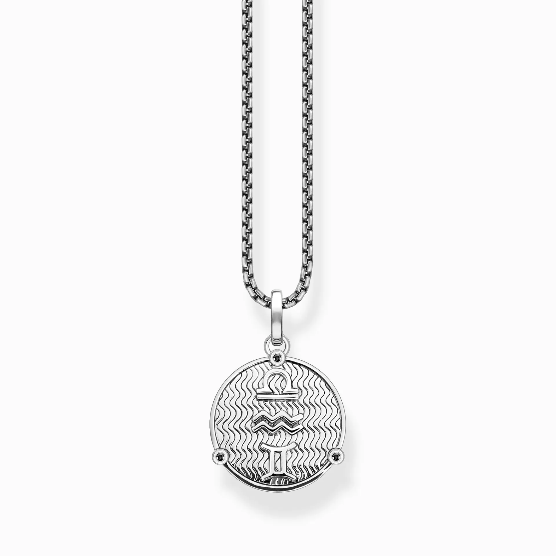 THOMAS SABO Halsband | Återvunnet 925 silver<HALSBAND ELEMENTS OF NATURE SILVER silverfargad, svart