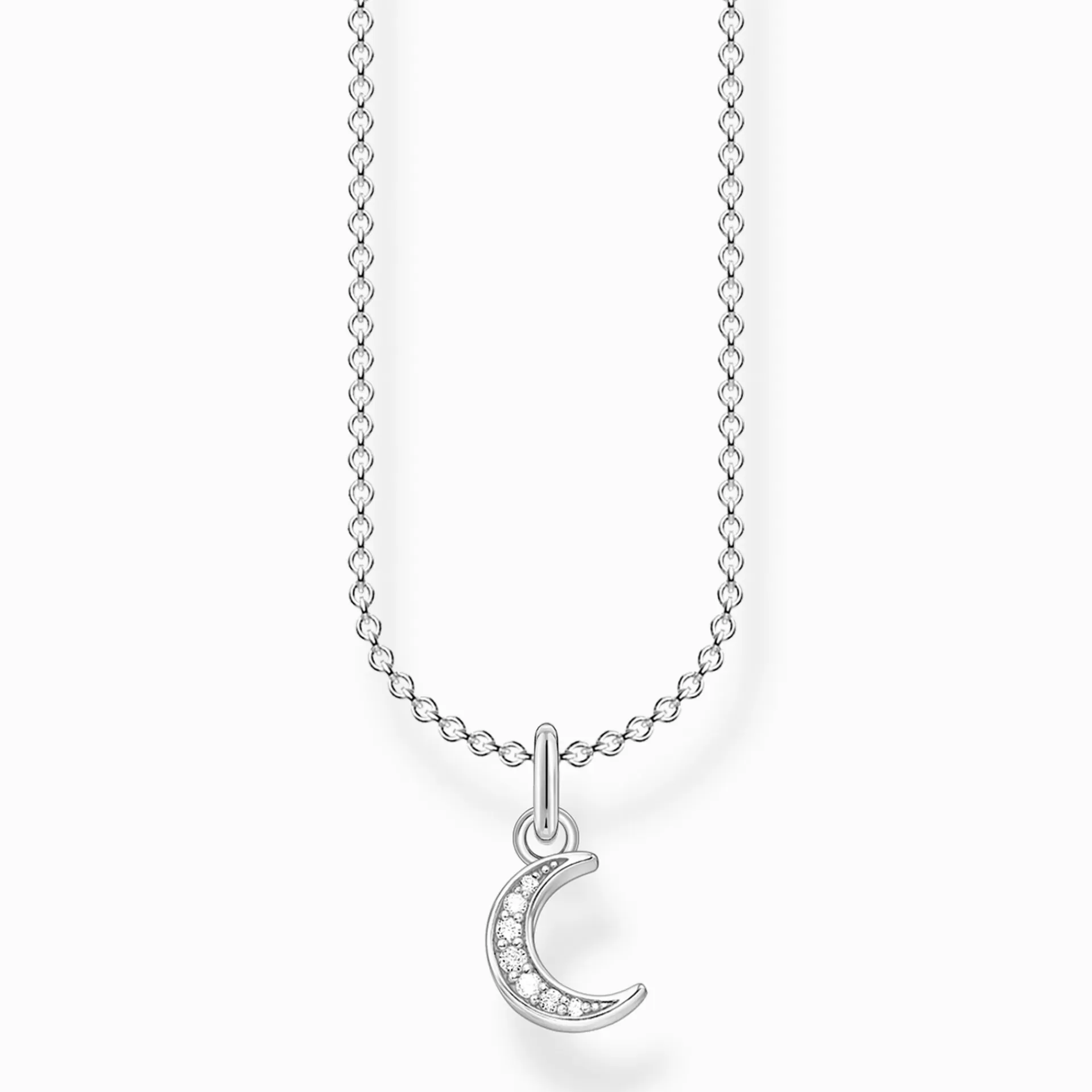 THOMAS SABO Halsband | Återvunnet 925 silver<HALSBAND M&ARING;NE PAV&EACUTE; SILVER silverfargad, vit