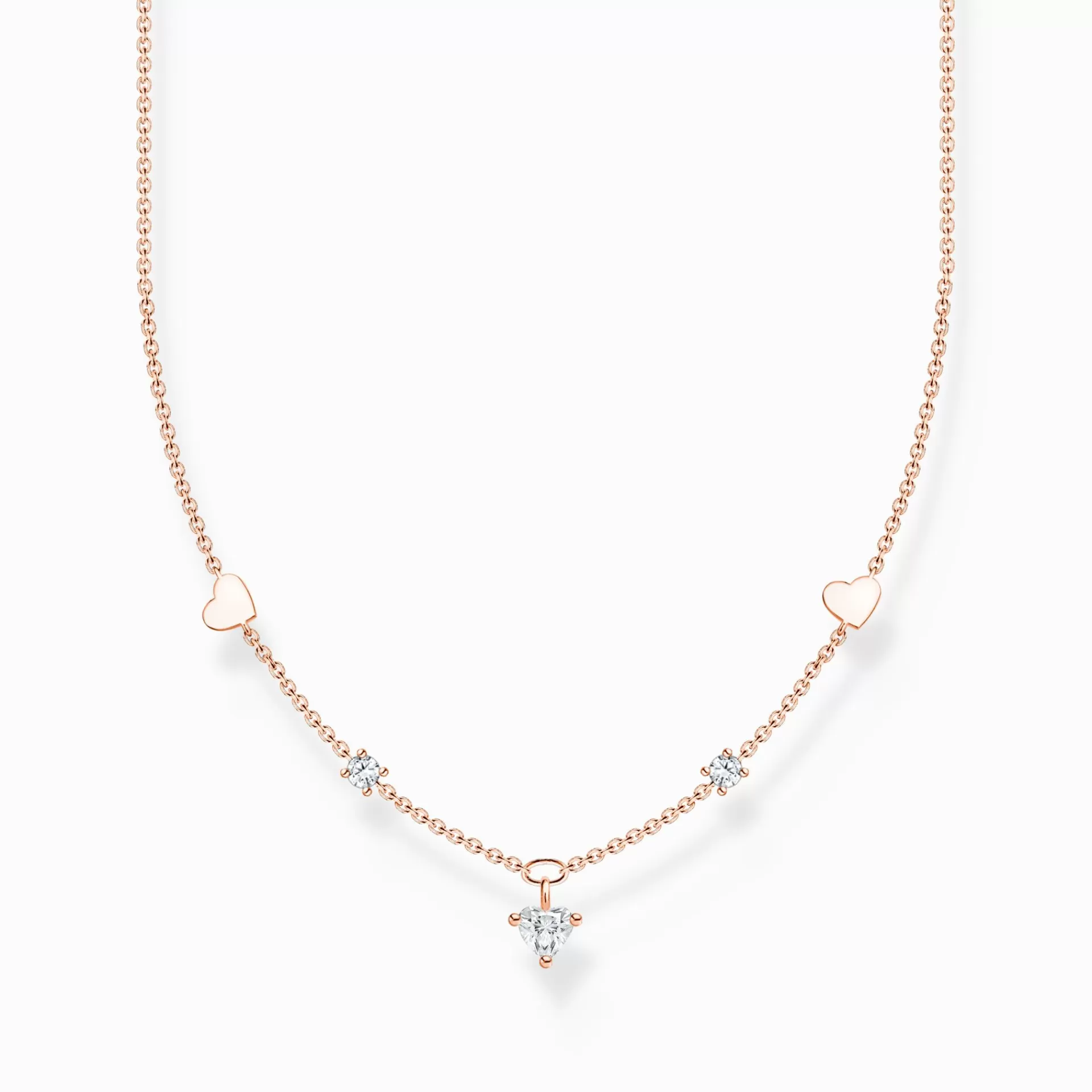 THOMAS SABO Halsband | 18K roséguldplätering<HALSBAND MED HJ&AUML;RTAN OCH VITA STENAR ROS&EACUTE;GULD roséguldfargad, vit