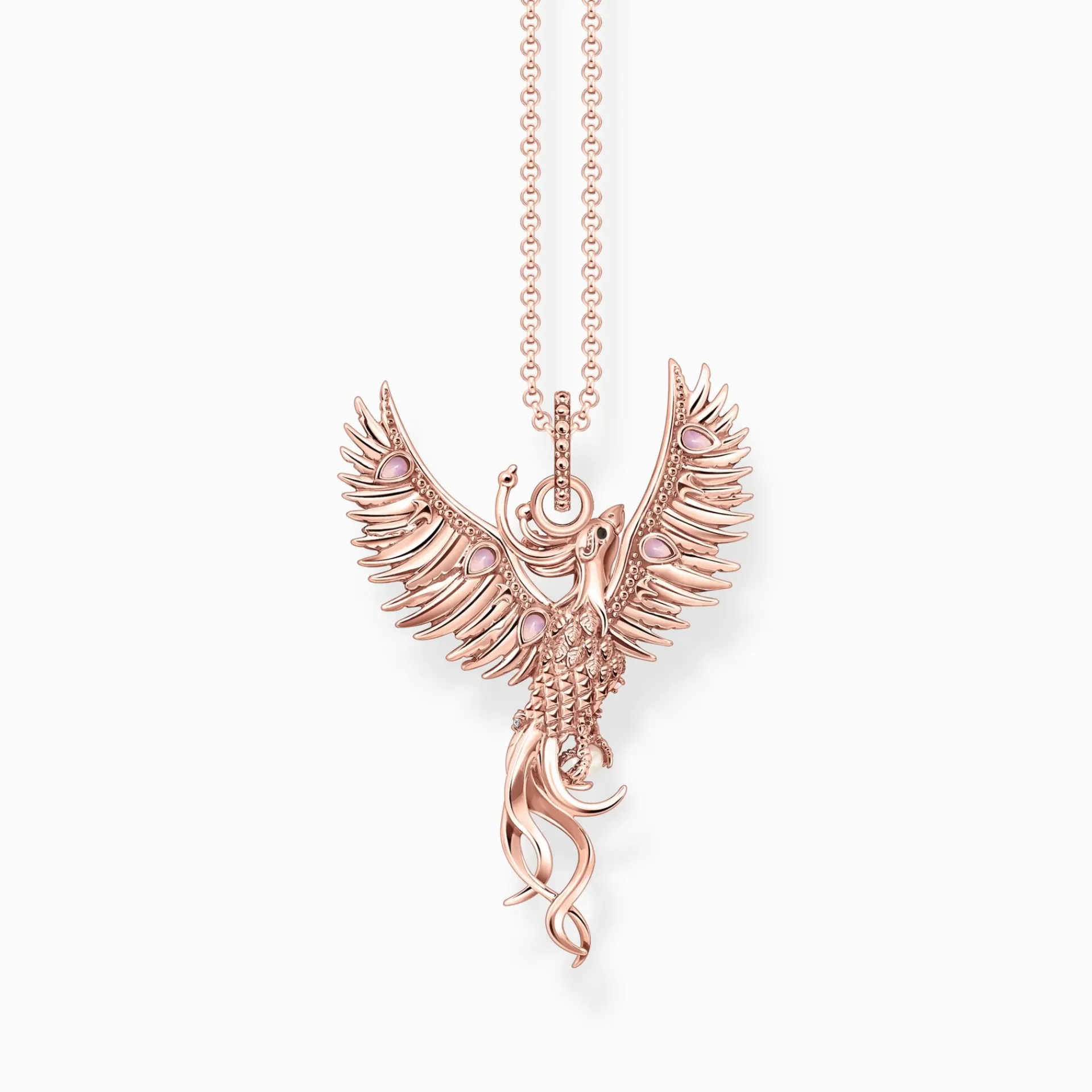 THOMAS SABO Halsband | Gåvor till henne<HALSBAND MED LITET FENIX-H&AUML;NGE I ROS&EACUTE;GULD MED STENAR roséguldfargad, vit, rosa, svart