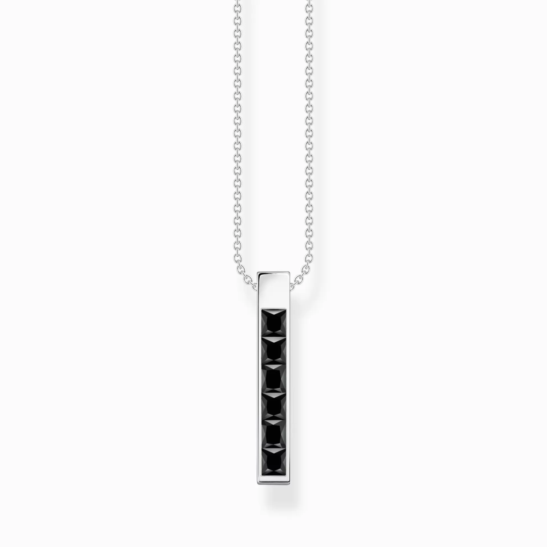 THOMAS SABO Halsband | Återvunnet 925 silver<HALSBAND MED SVARTA STENAR SILVER silverfargad, svart