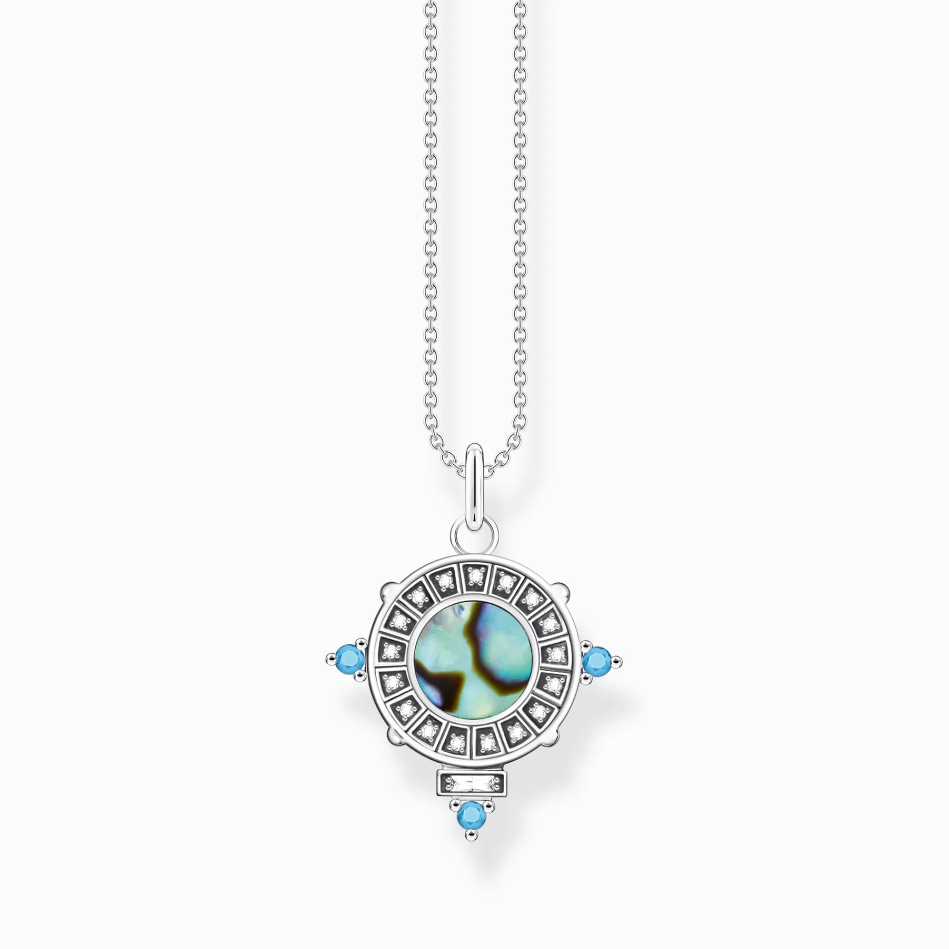 THOMAS SABO Halsband | Återvunnet 925 silver<HALSBAND ORM MED ABALONE-P&AUML;RLEMORNS SILVER silverfargad, turkos, vit