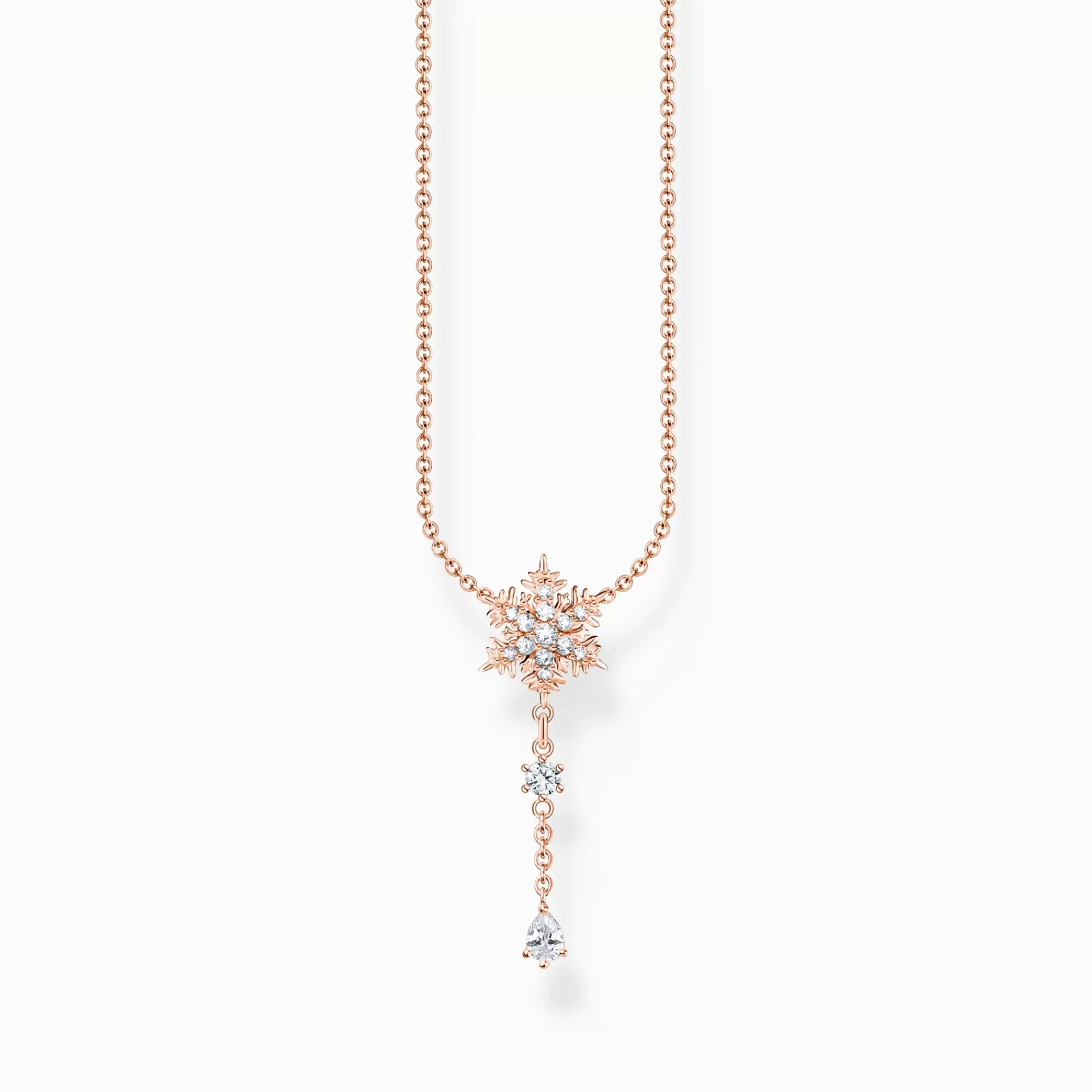 THOMAS SABO Halsband | 18K roséguldplätering<HALSBAND SN&OUML;FLINGA MED VITA STENAR ROS&EACUTE;GULD roséguldfargad, vit