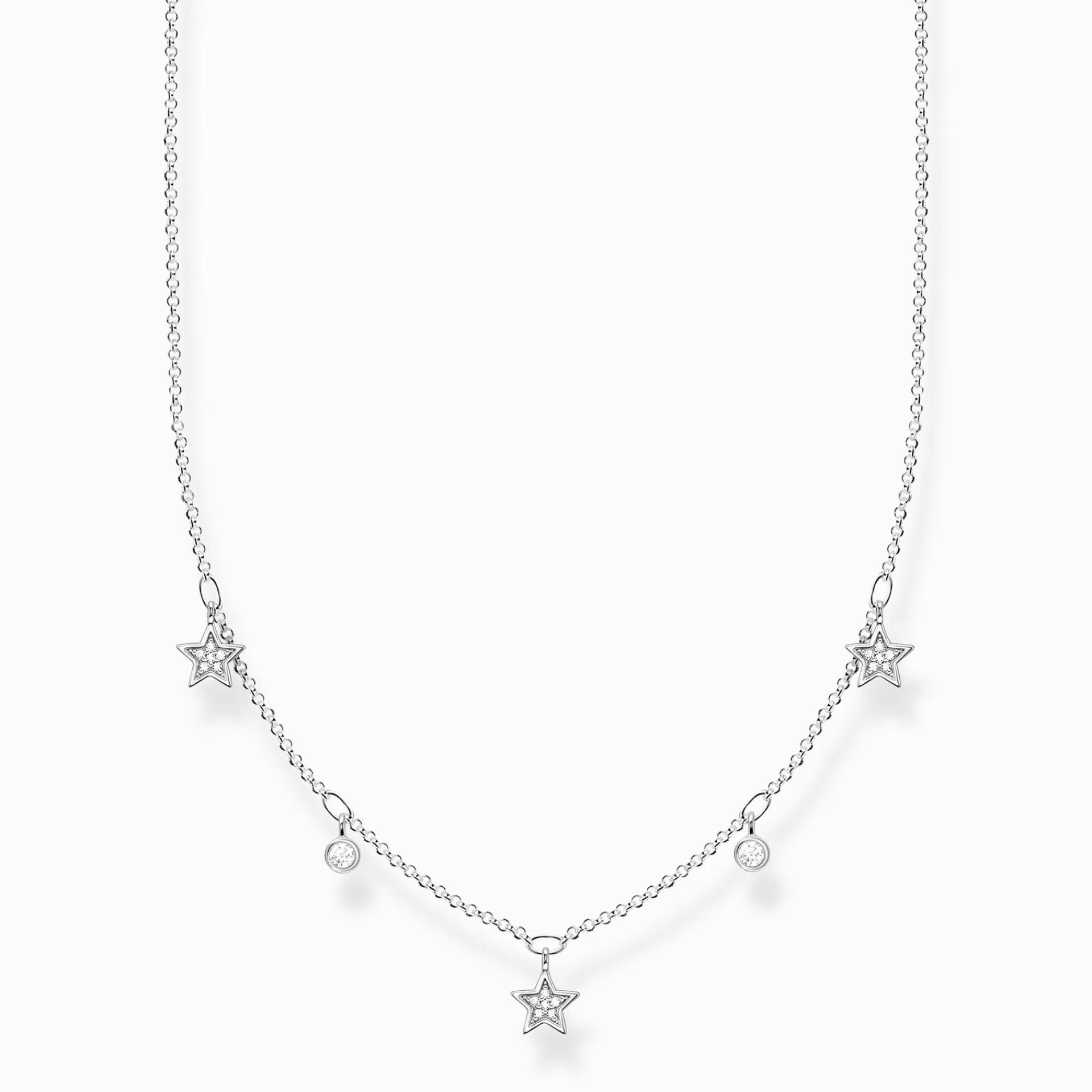 THOMAS SABO Halsband | Återvunnet 925 silver<HALSBAND STJ&AUML;RNA SILVER silverfargad, vit