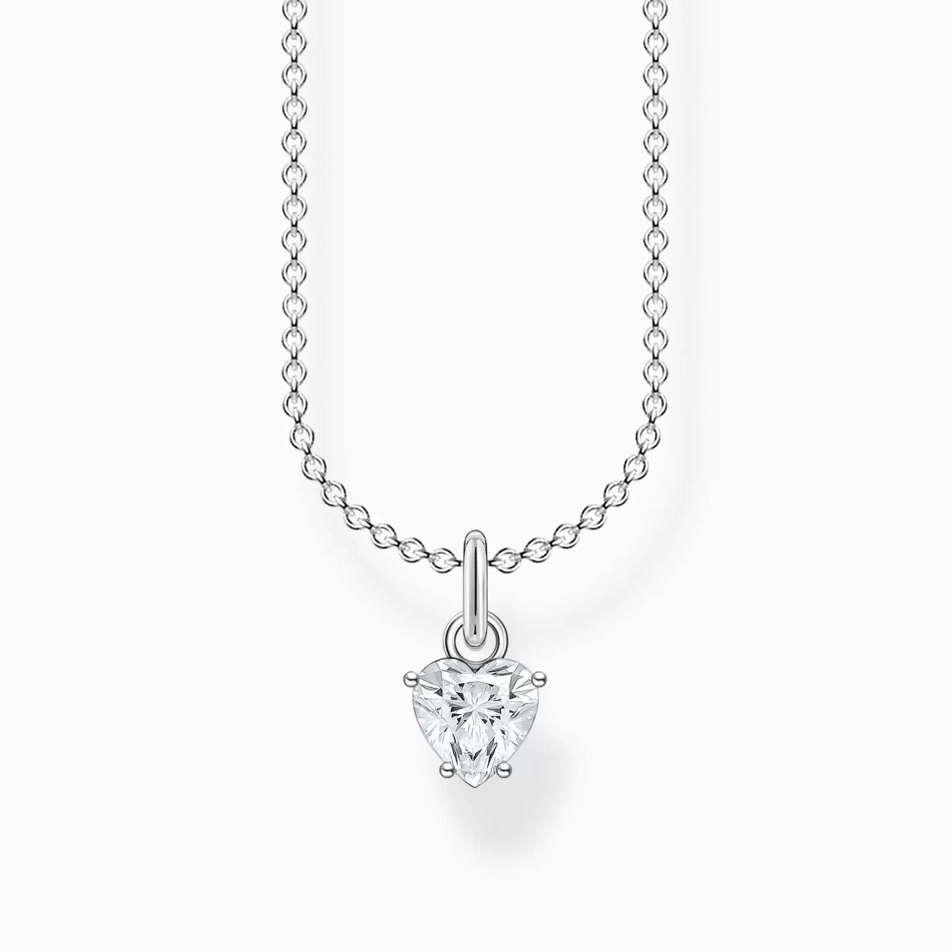 THOMAS SABO Halsband | Återvunnet 925 silver<HALSBAND VIT STEN SILVER silverfargad, vit