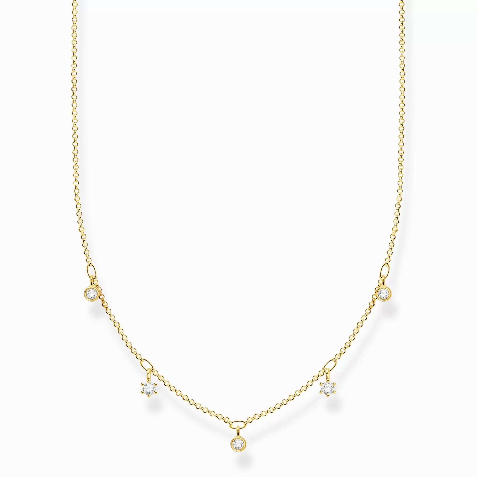 THOMAS SABO Halsband | 18K plätering<HALSBAND VIT STENAR GULD vit, gult guldfargad