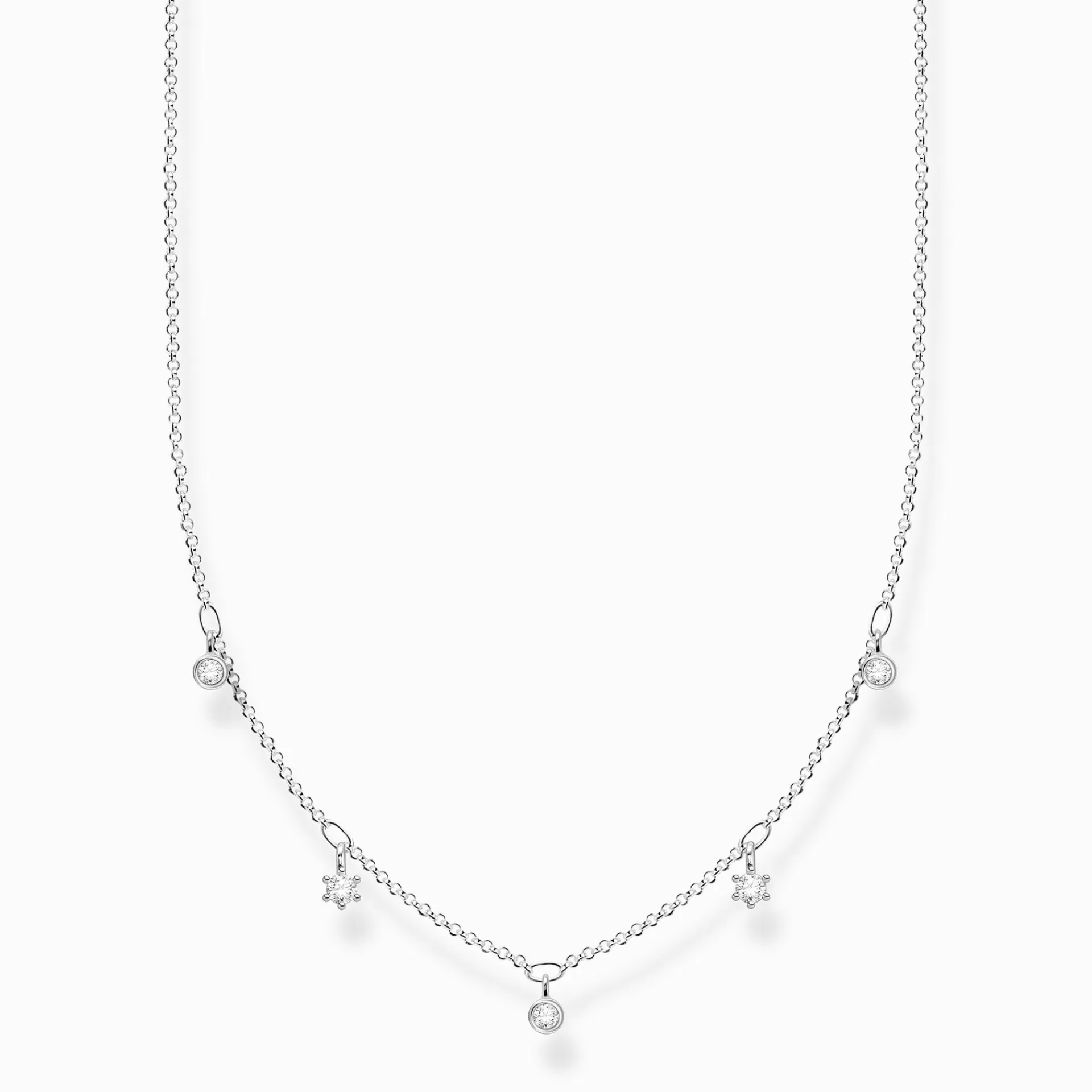 THOMAS SABO Halsband | Återvunnet 925 silver<HALSBAND VITA STENAR SILVER silverfargad, vit