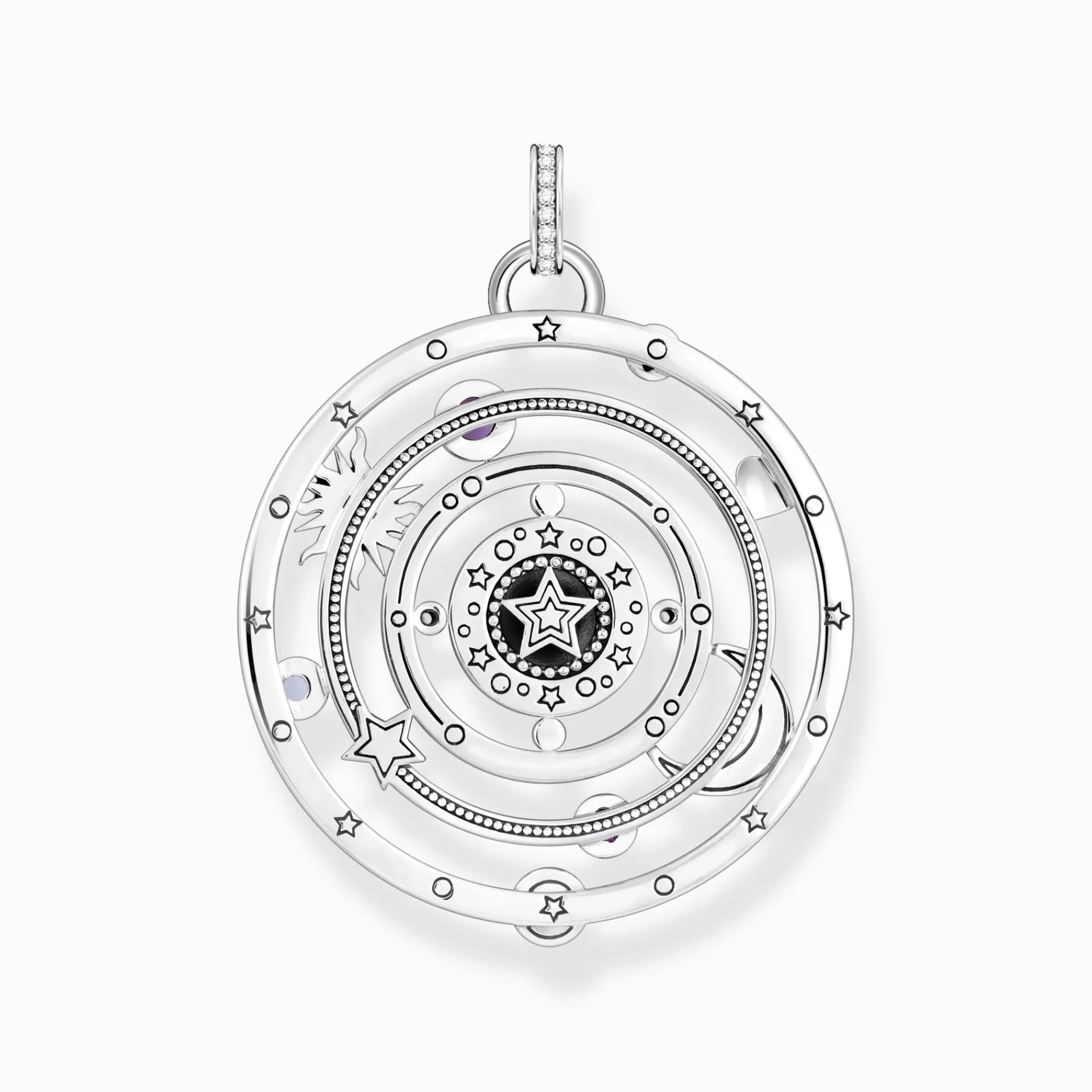 THOMAS SABO Hängsmycken | Återvunnet 925 silver<HALSBANDSH&AUML;NGE I SV&AUML;RTAT SILVER MED &OUML;GA OCH F&AUML;RGADE STENAR silverfargad, vit, violett, rosa, orange, blå, röd