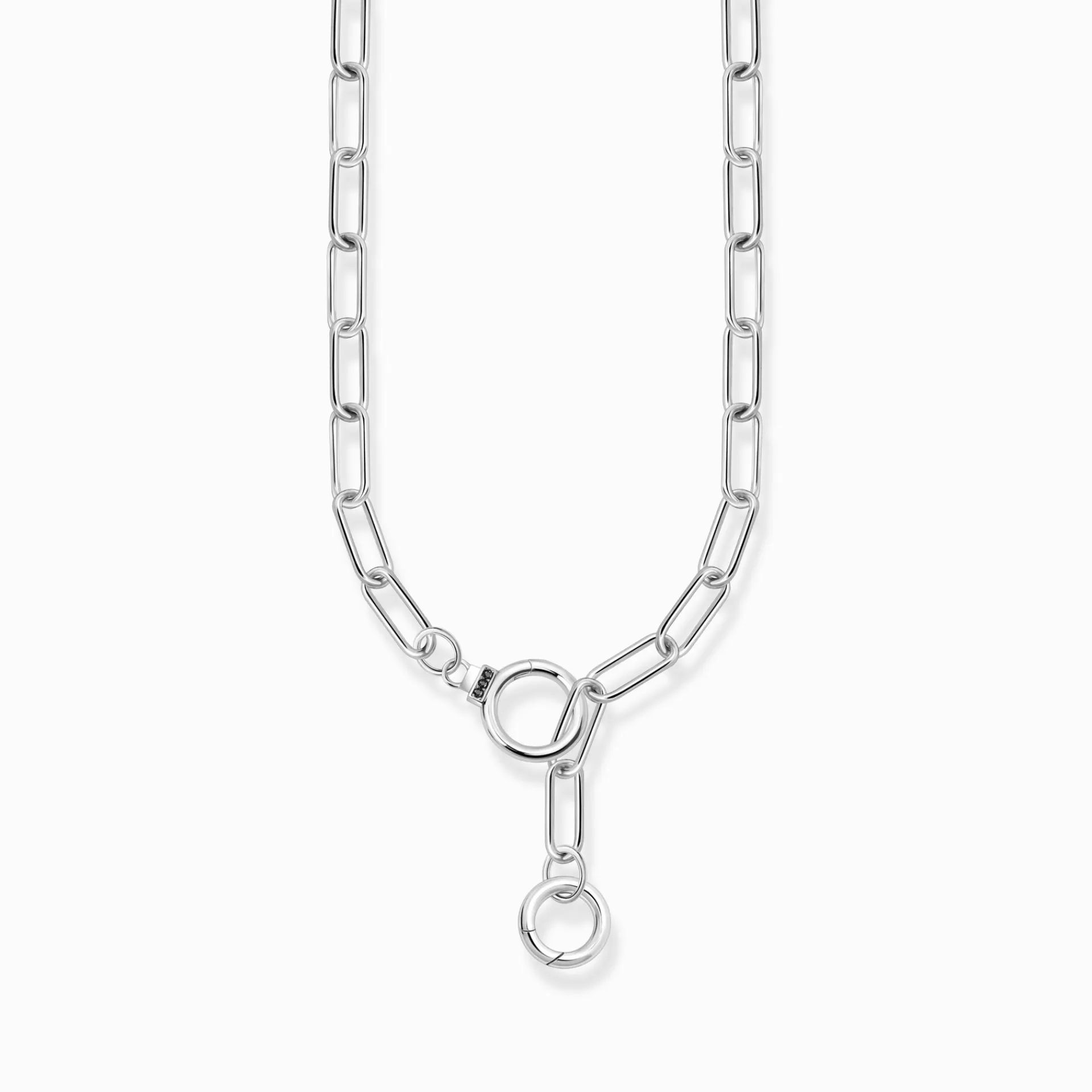 THOMAS SABO Halsband | Halskedjor<HALSKEDJA MED RINGL&ARING;S PRYTT MED STENAR, SV&AUML;RTAT SILVER silverfargad, svart