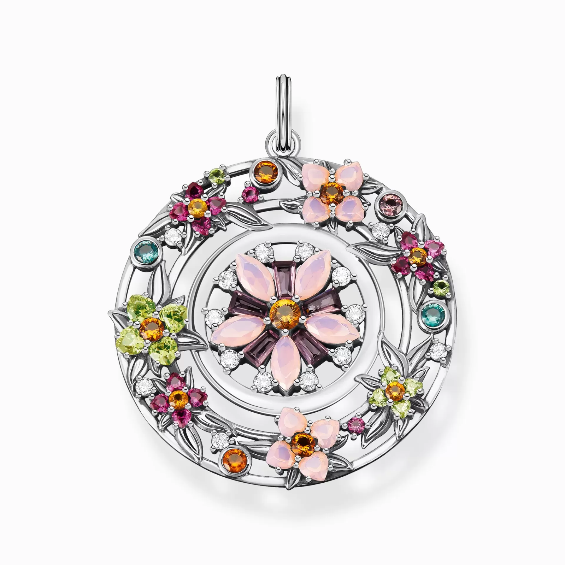 THOMAS SABO Hängsmycken | Upp till SEK 5.000<H&AUML;NGSMYCKE AMULETT BLOMMOR STENAR I F&AUML;RG SILVER silverfargad, ljusgrön, röd, vit, orange, grön, violett, rosa